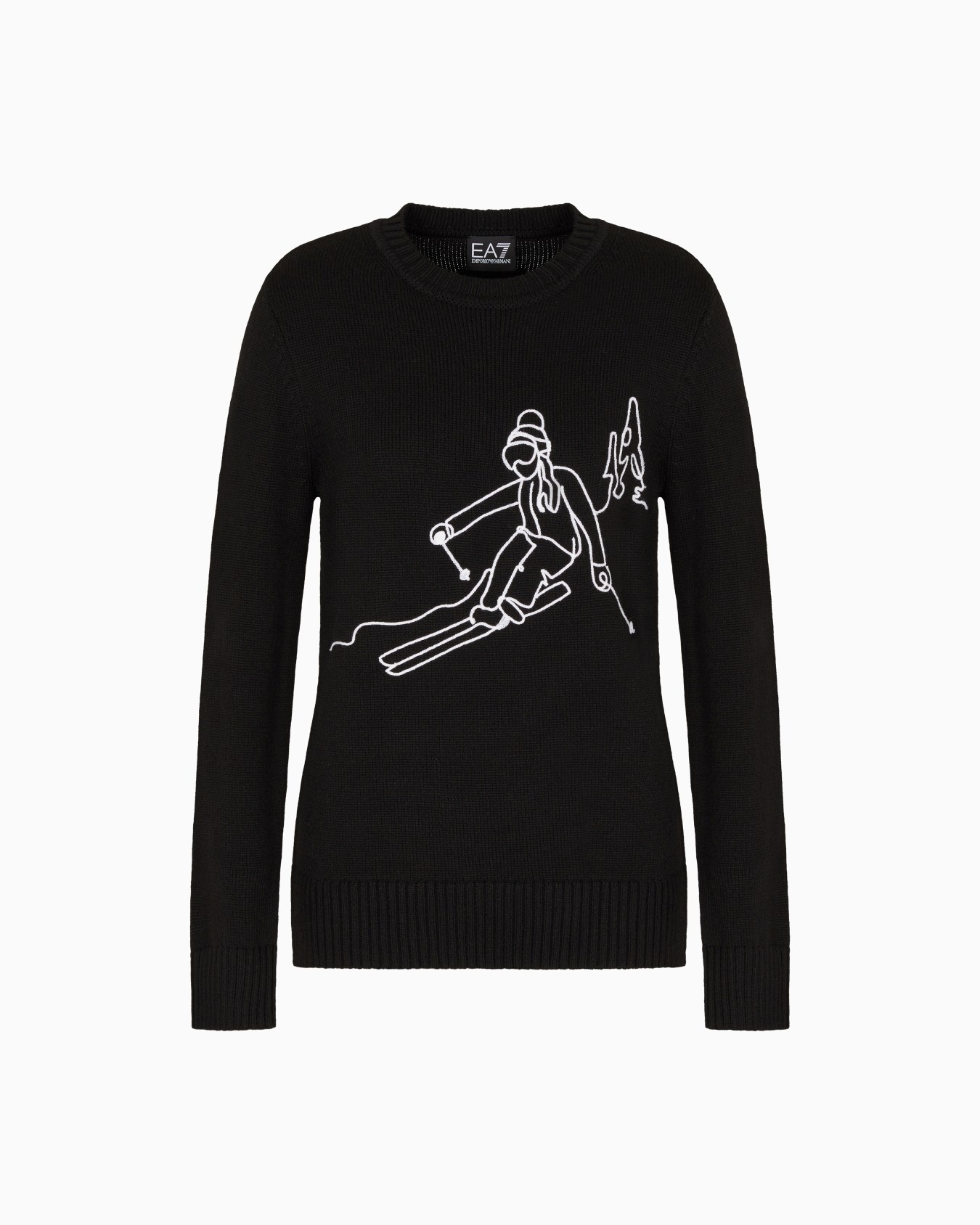 Maglia girocollo Après-Ski in misto lana vergine con ricamo Slide 0