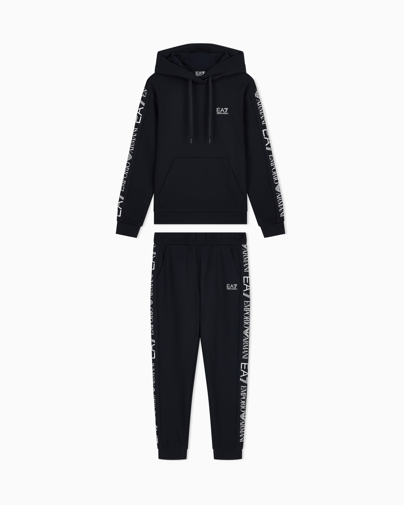 Cotton suit tracksuit with a hood and logo tape Tracksuit Slide 0