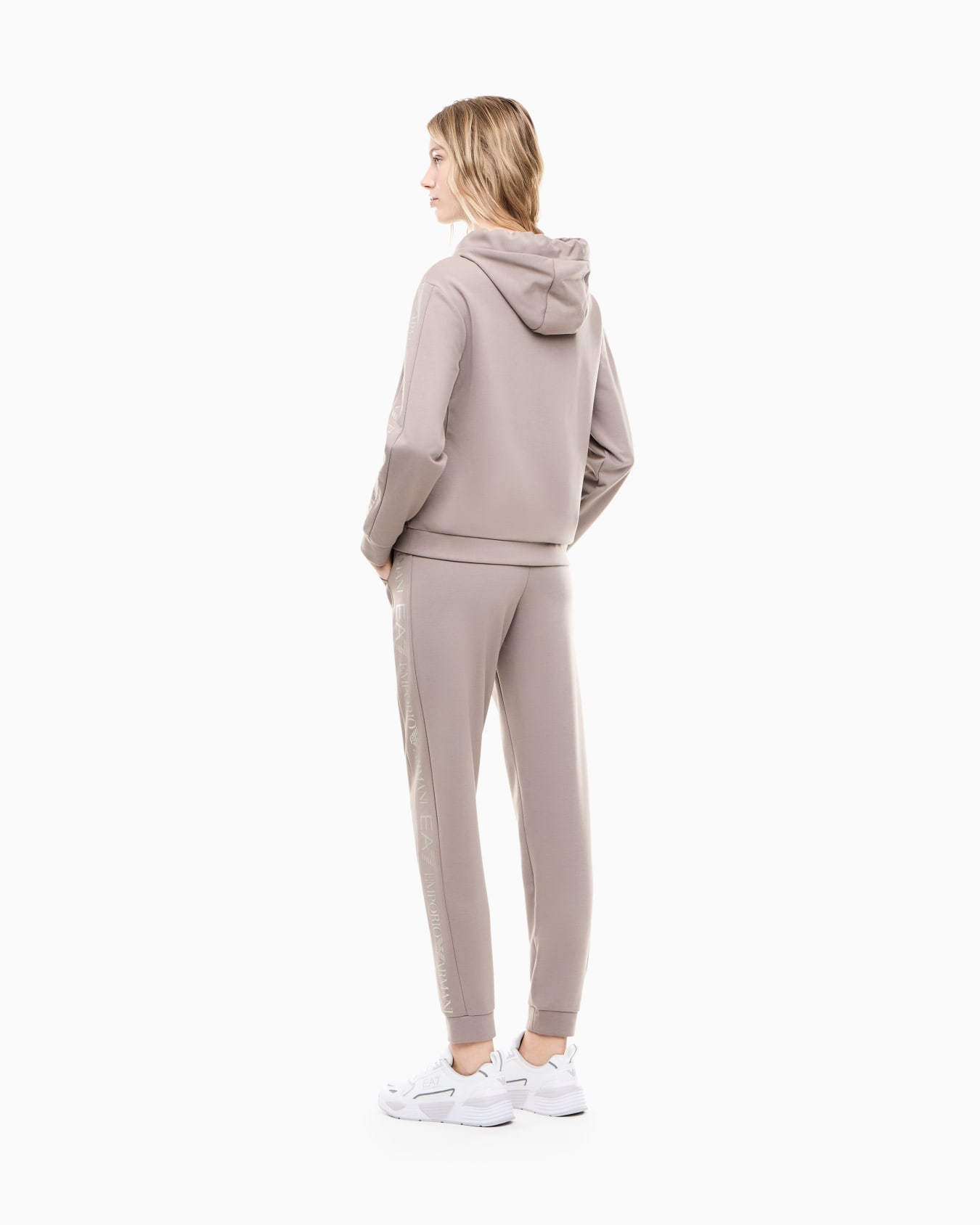Cotton suit tracksuit with a hood and logo tape Tracksuit Slide 5