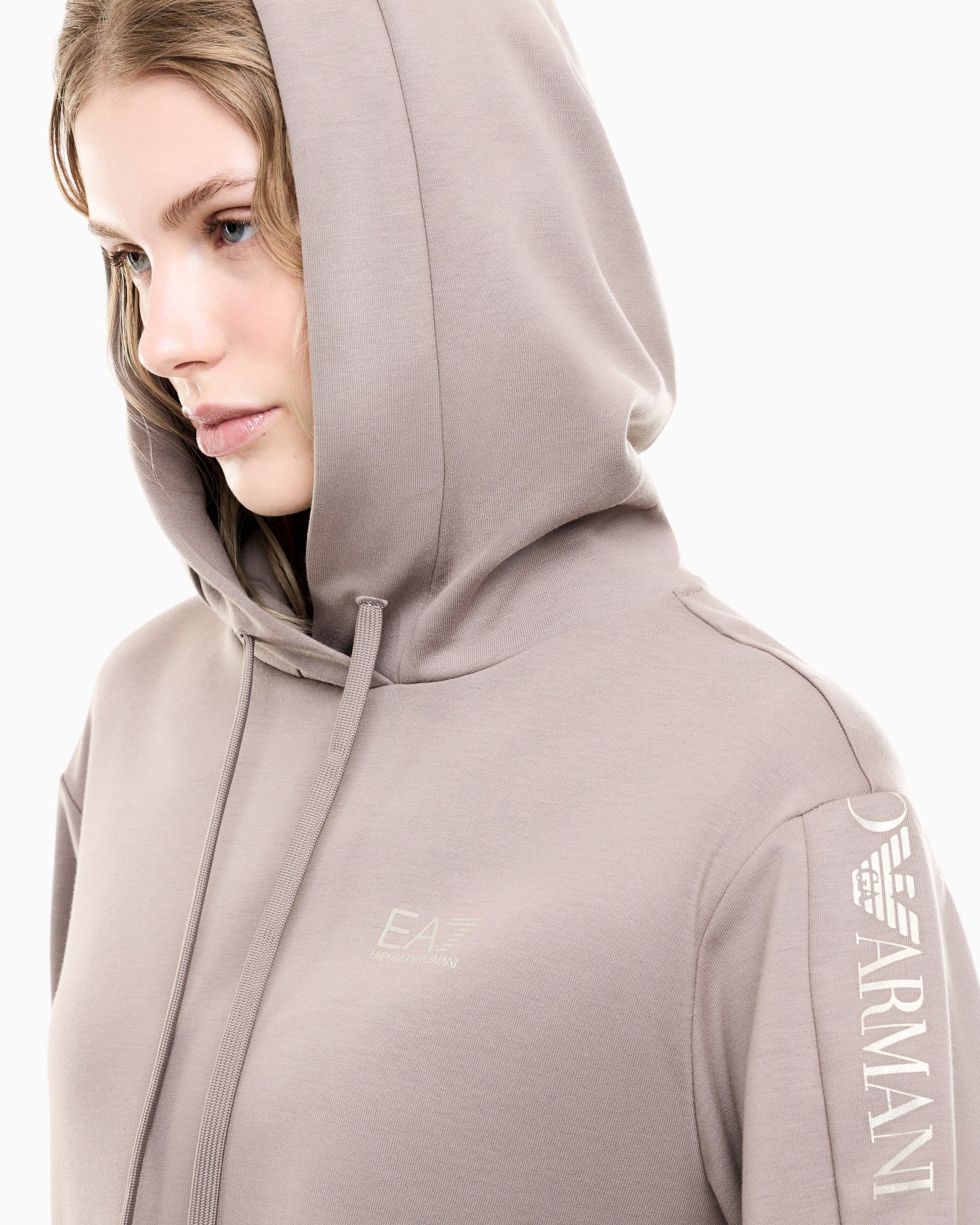 Cotton suit tracksuit with a hood and logo tape Tracksuit Slide 3