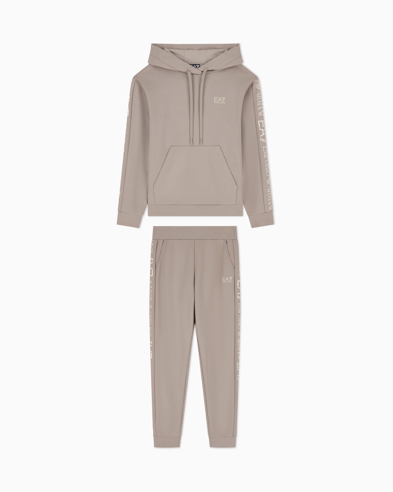 Cotton suit tracksuit with a hood and logo tape Tracksuit Slide 0