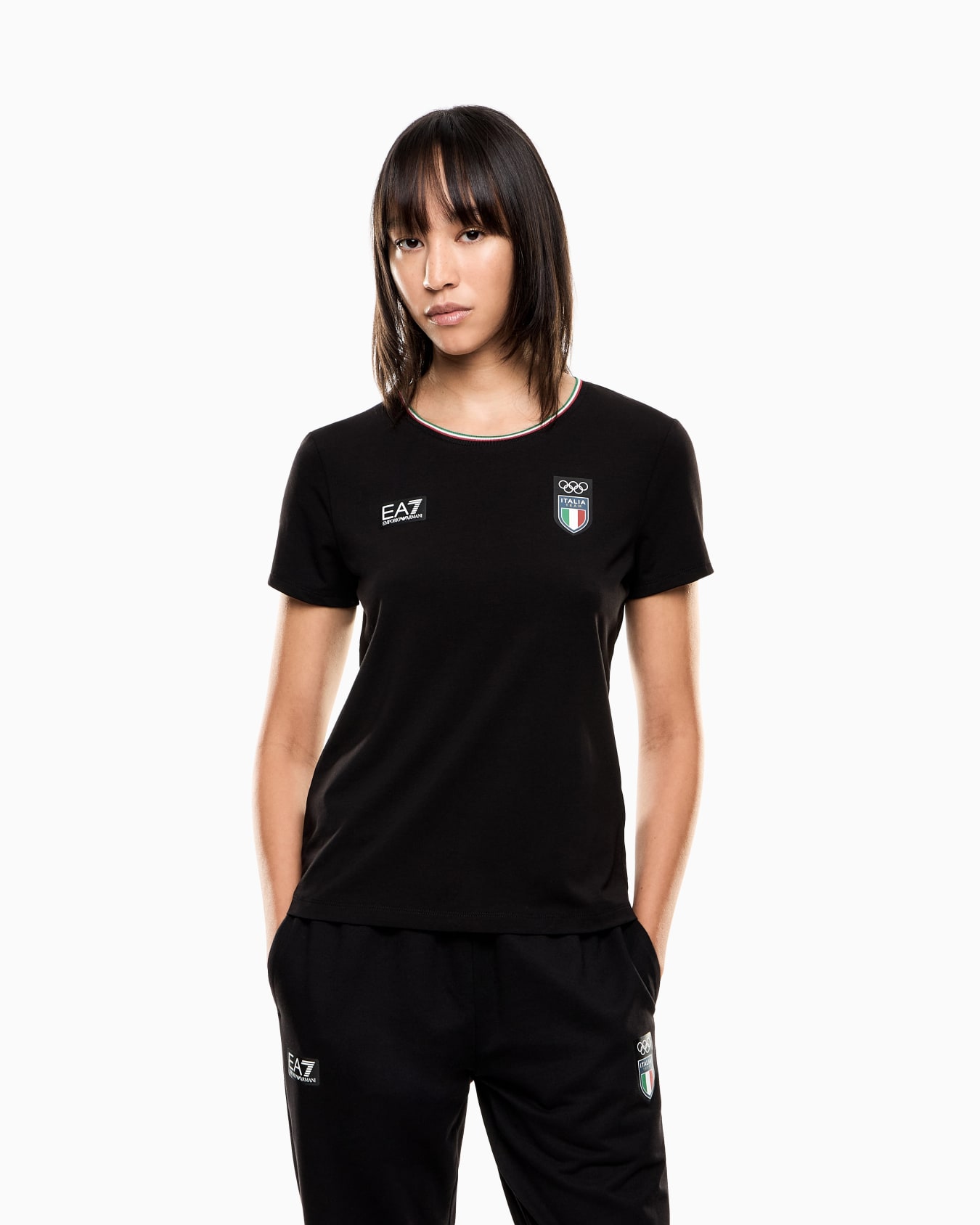 Italia Team T-shirt girocollo a manica corta in jersey stretch Slide 3