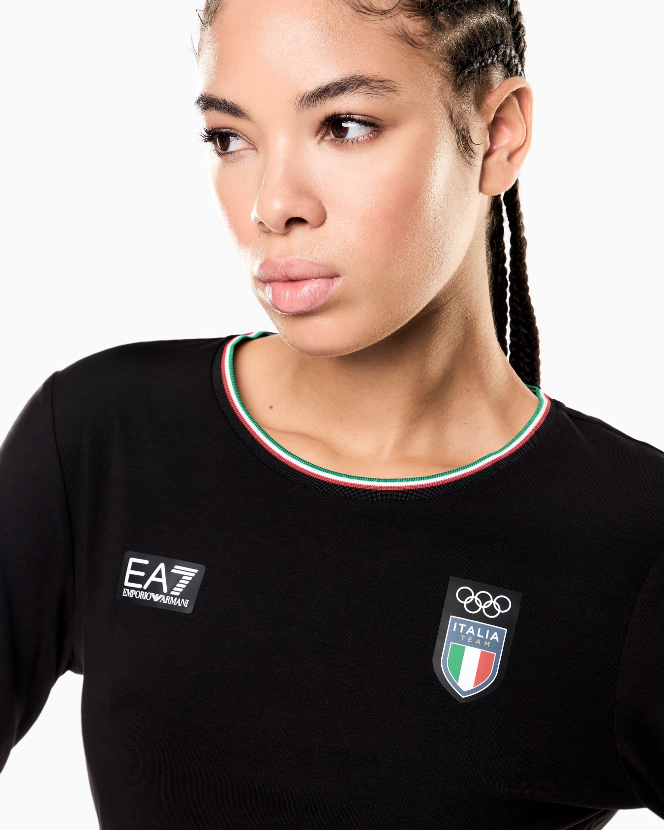 long-sleeved, crew-neck T-shirt in stretch jersey Slide 4