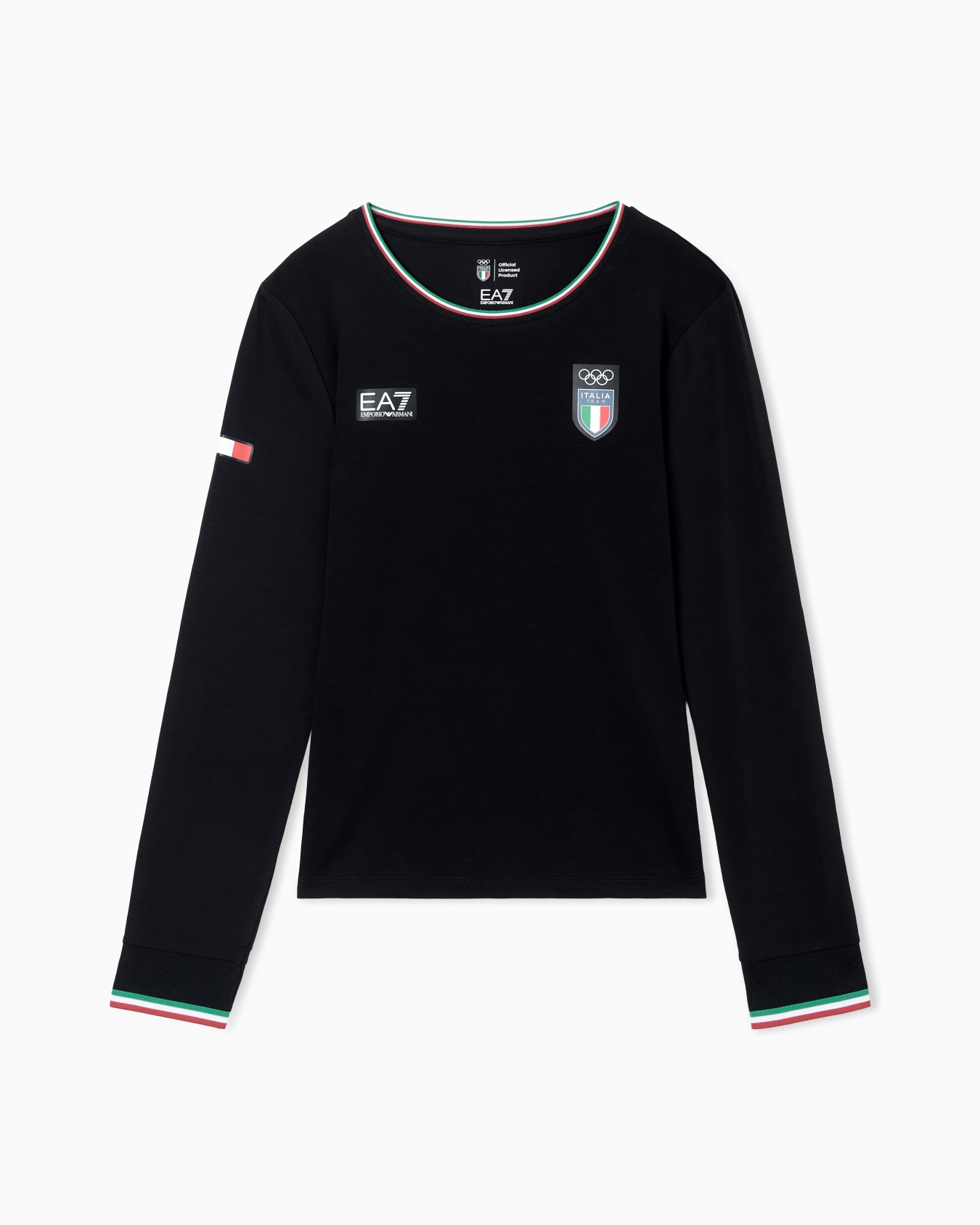 long-sleeved, crew-neck T-shirt in stretch jersey Slide 0