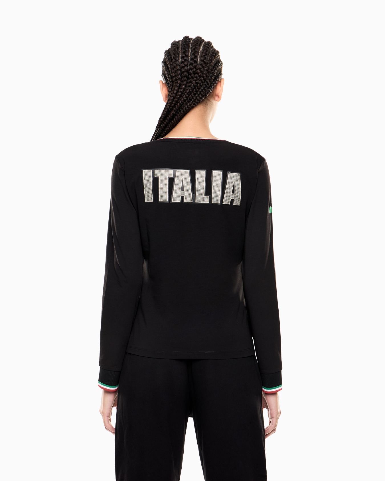 long-sleeved, crew-neck T-shirt in stretch jersey Slide 2