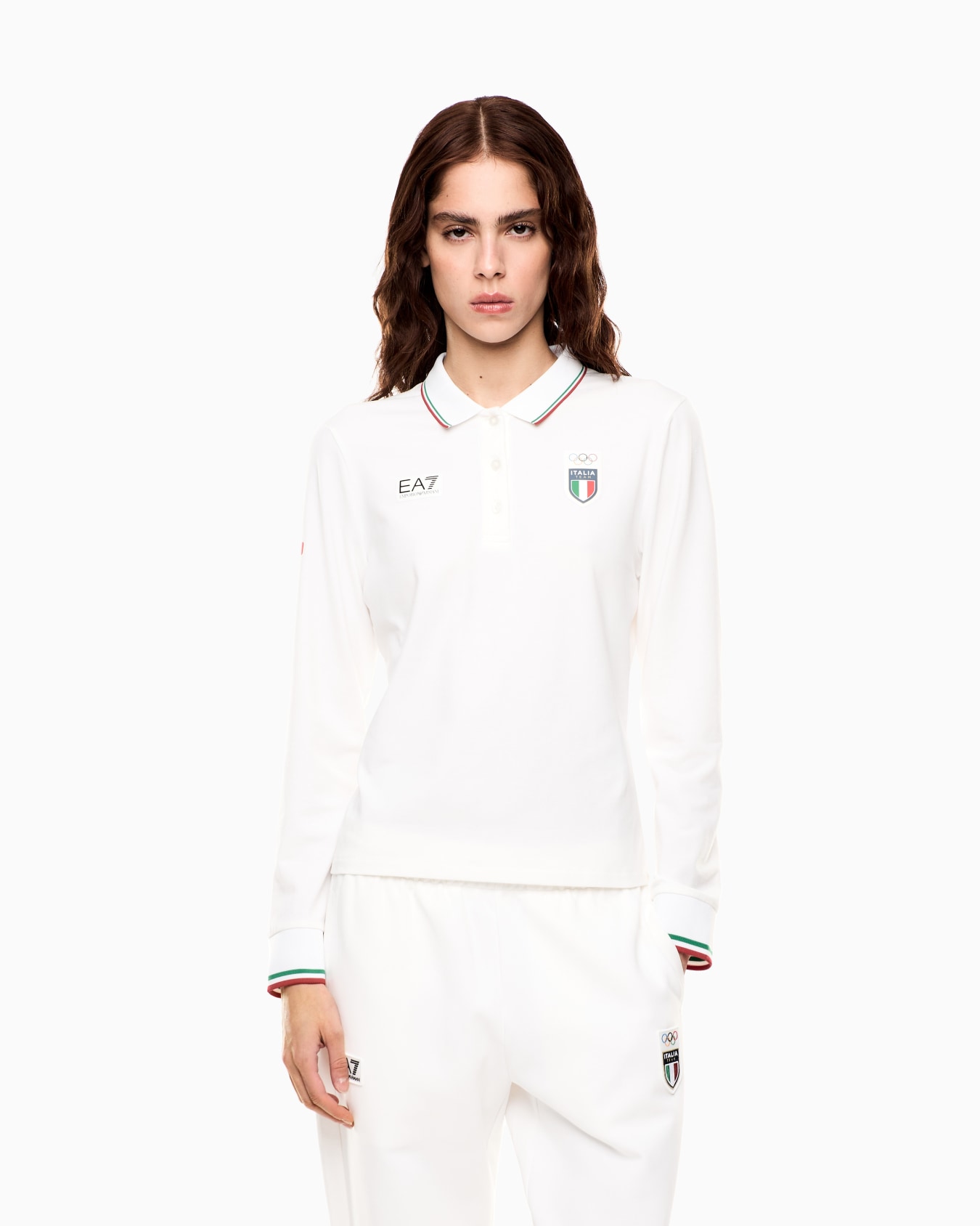 long-sleeved polo shirt in stretch jersey Slide 3