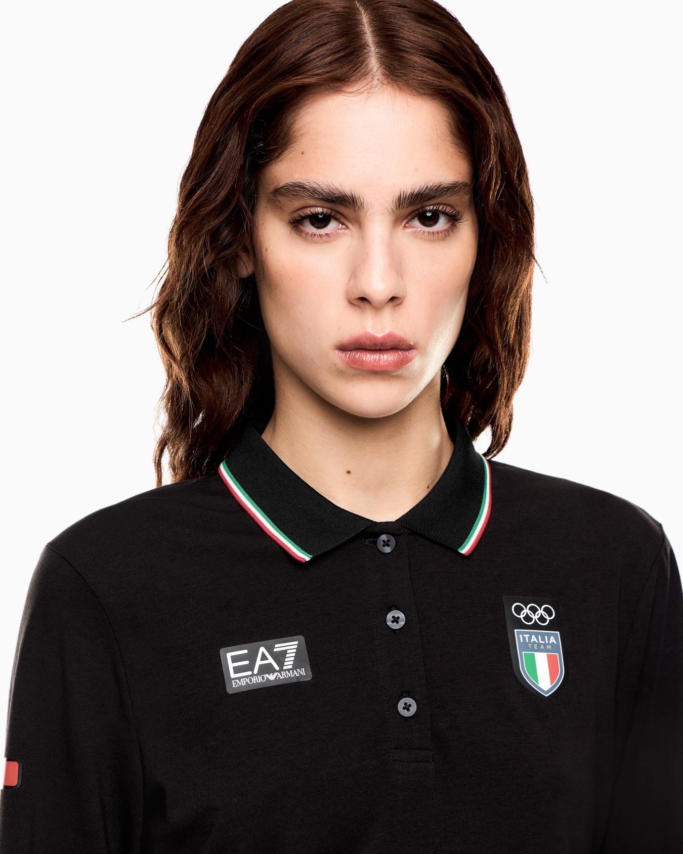 long-sleeved polo shirt in stretch jersey Slide 4