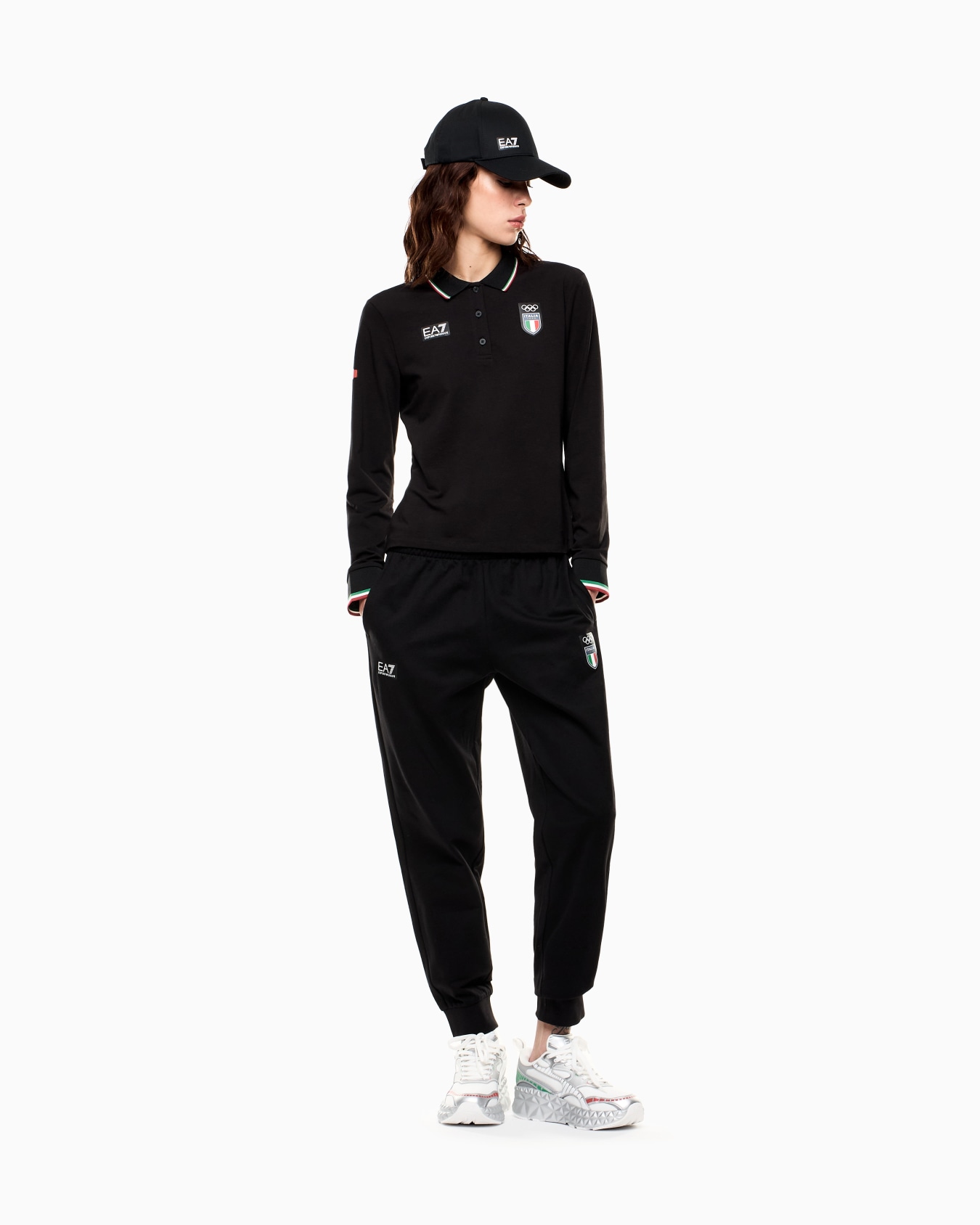 long-sleeved polo shirt in stretch jersey Slide 1