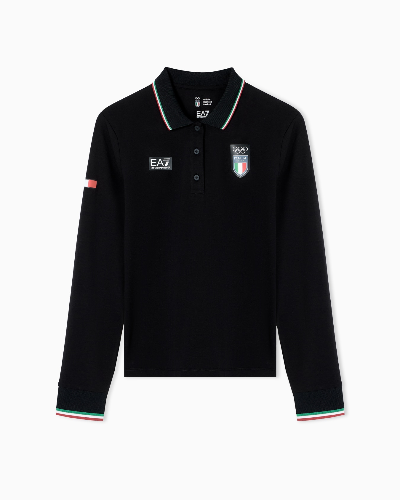 long-sleeved polo shirt in stretch jersey Slide 0