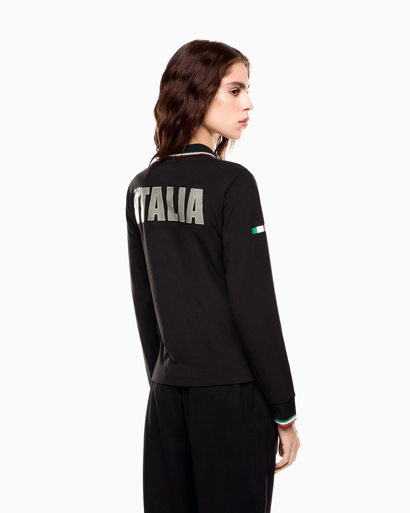 long-sleeved polo shirt in stretch jersey Slide 2