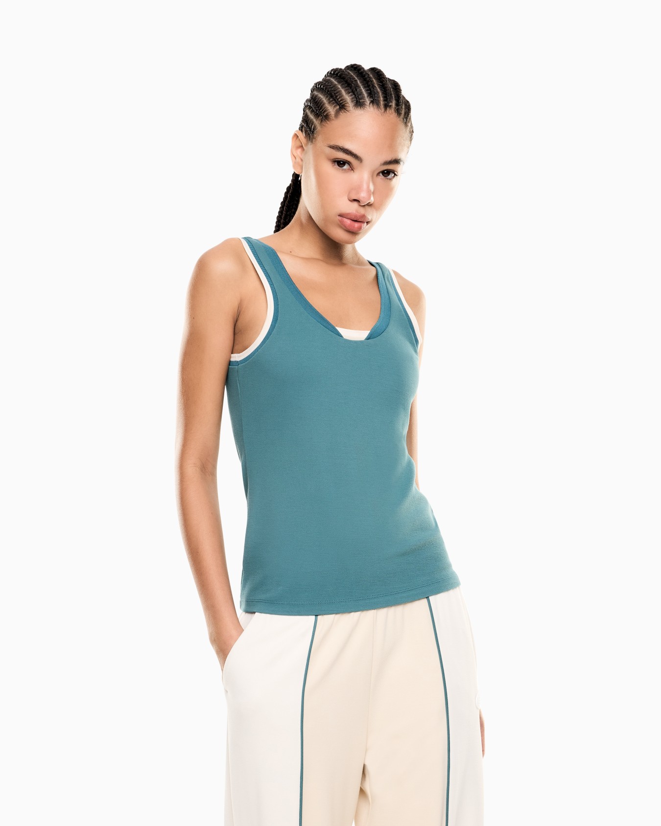 Stretch viscose interlock top Slide 3