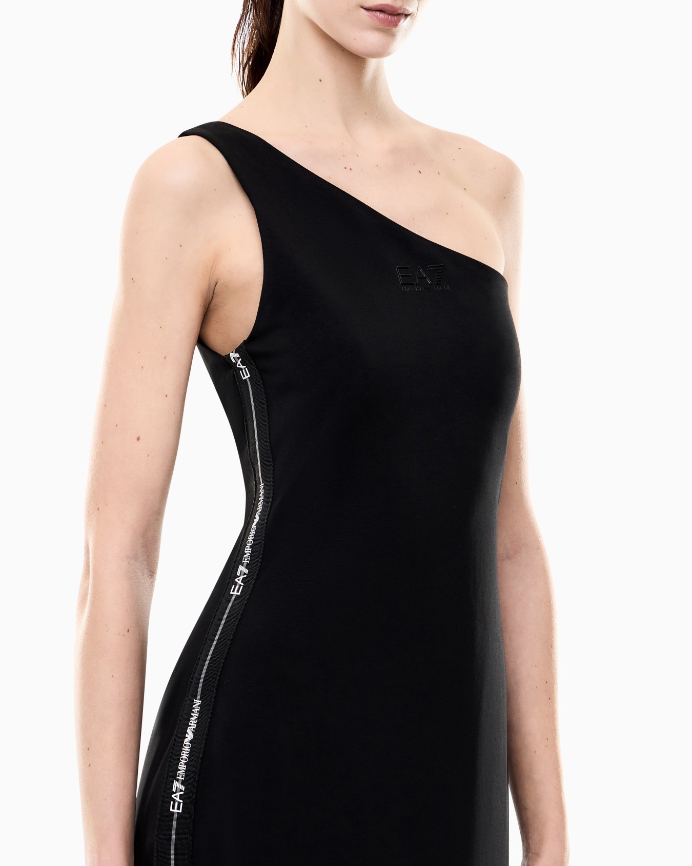 Logo Series stretch jersey one-shoulder dress Slide 3
