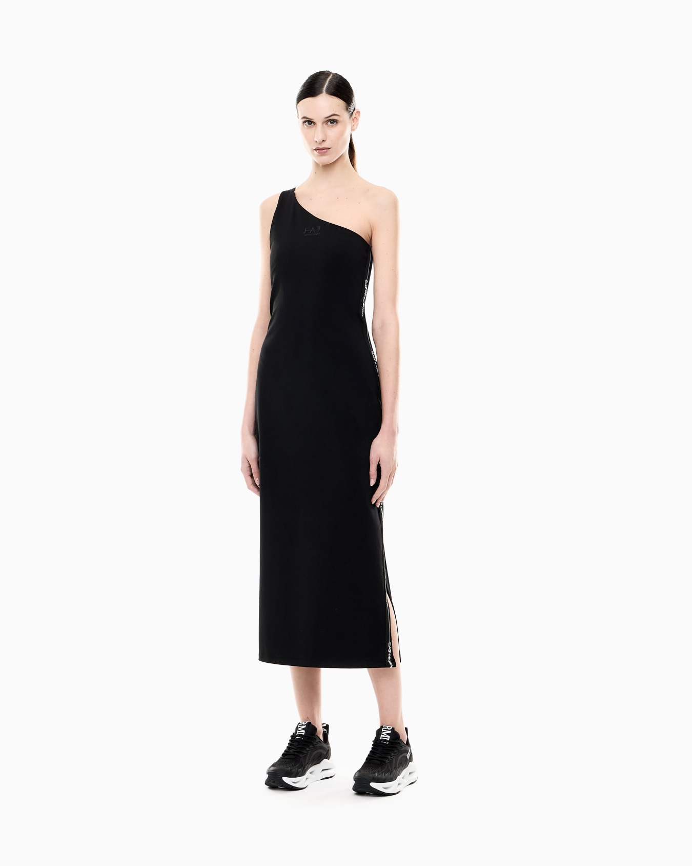 Logo Series stretch jersey one-shoulder dress Slide 1