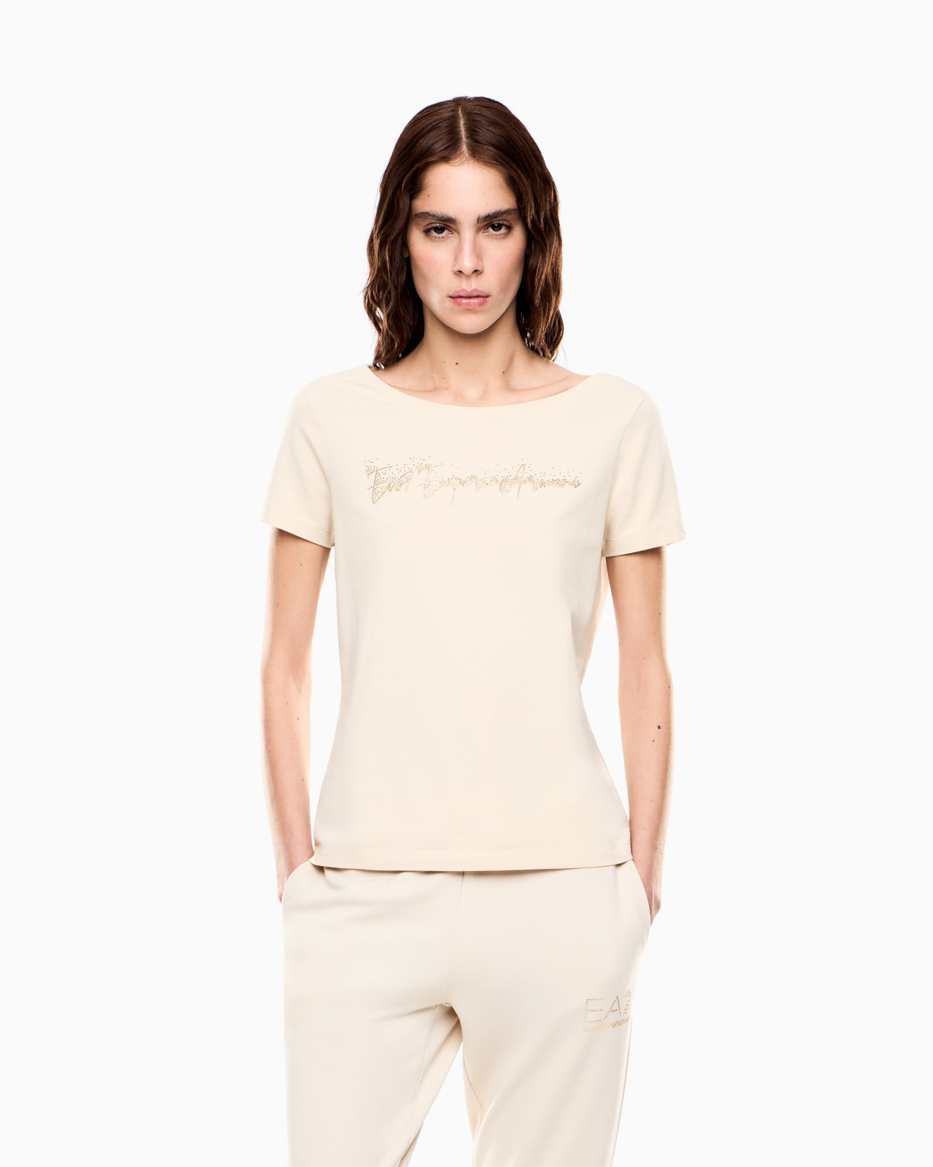 T-shirt in jersey stretch con logo signature  Logo Series Slide 3