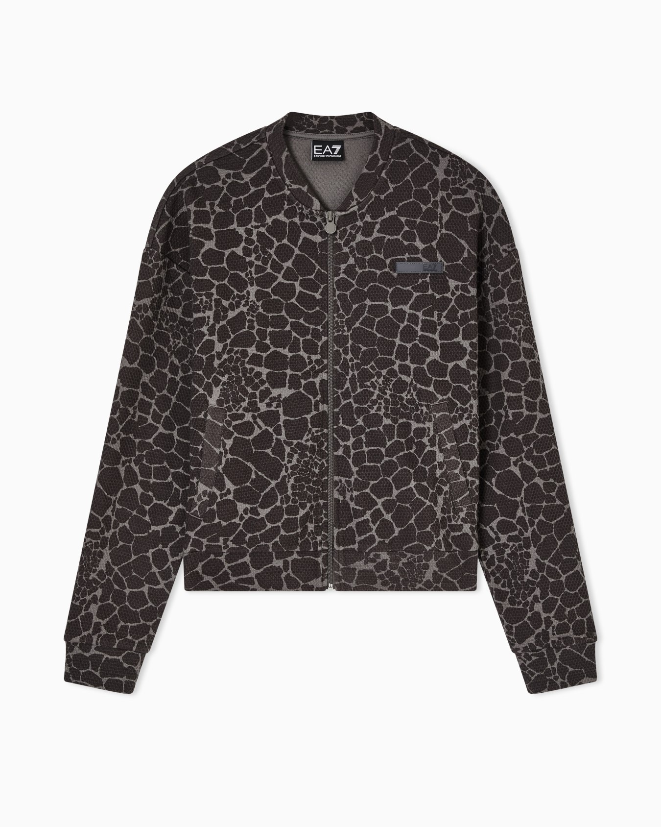 Felpa in cotone con zip stampa animalier Graphic Series Slide 0