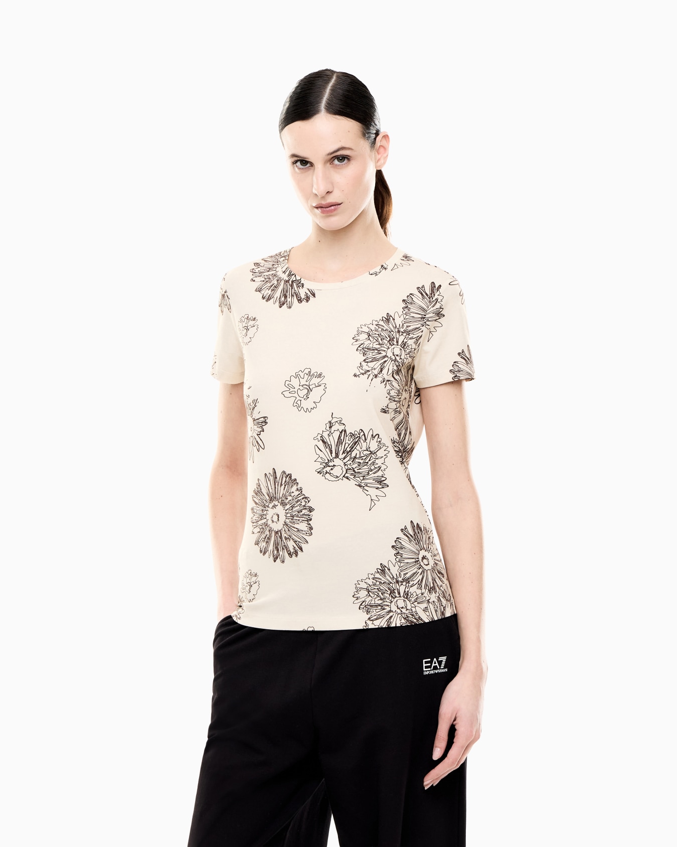 T-shirt Graphic Series in jersey stretch stampa floreale Slide 2