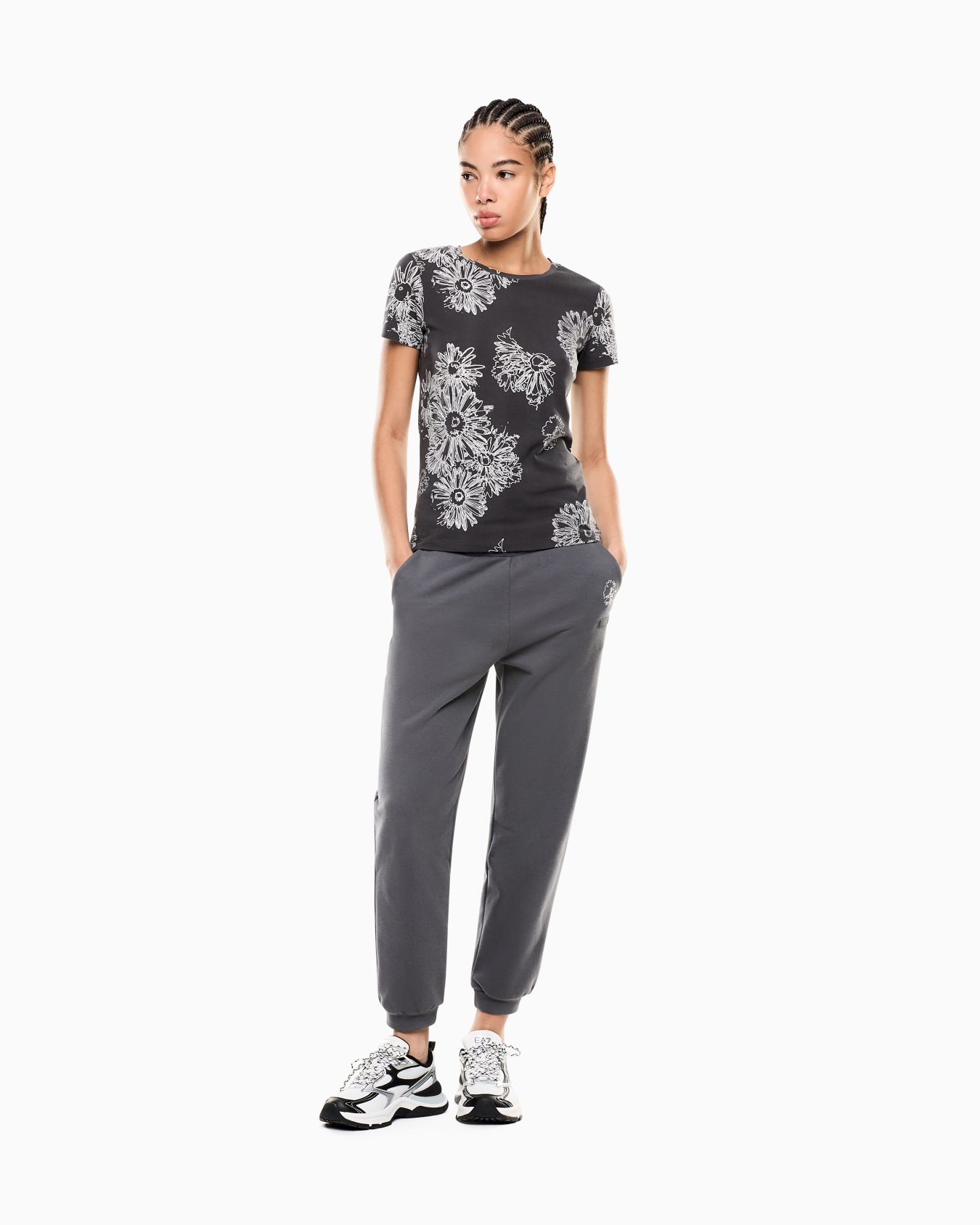 T-shirt Graphic Series in jersey stretch stampa floreale Slide 1