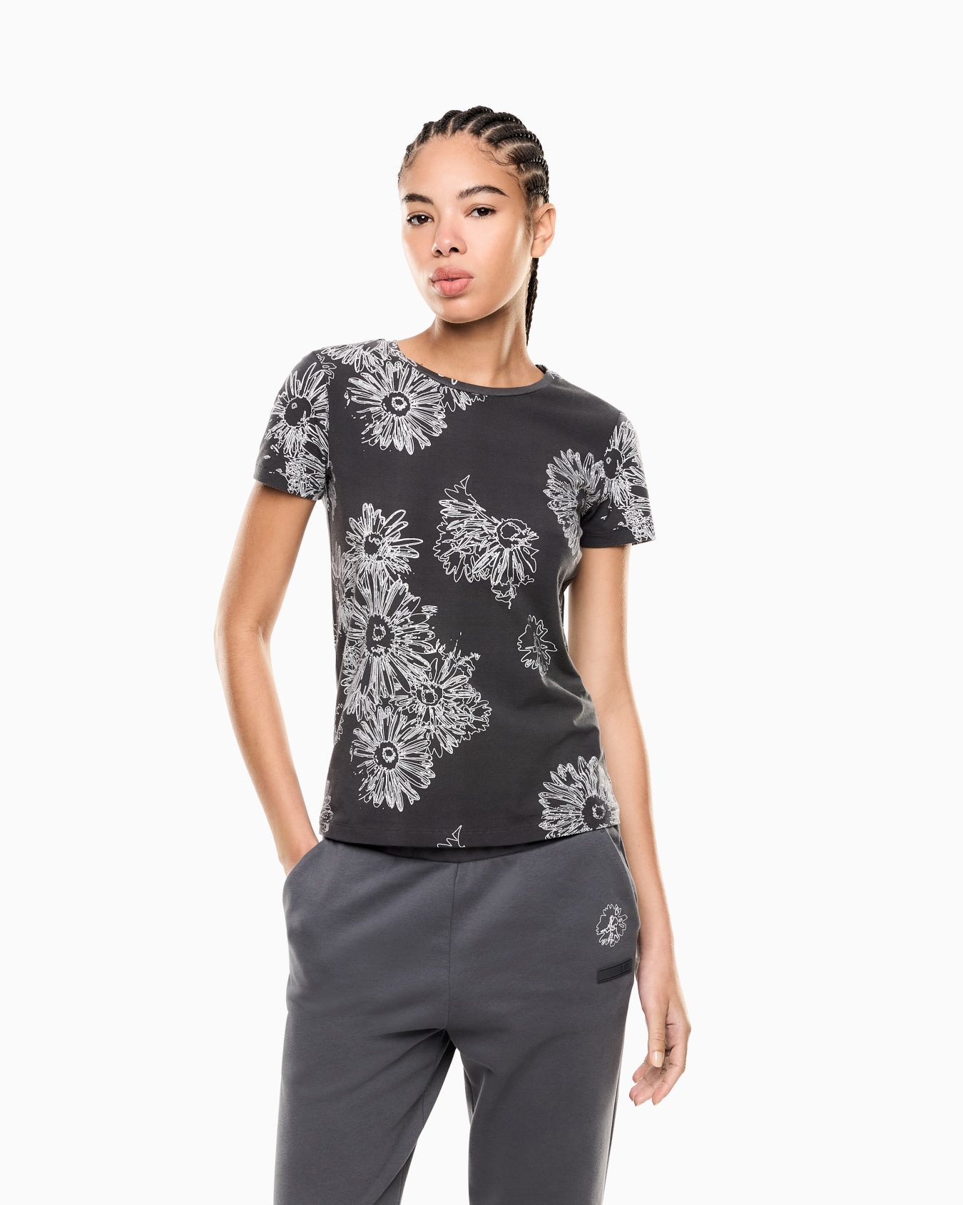 T-shirt Graphic Series in jersey stretch stampa floreale Slide 3