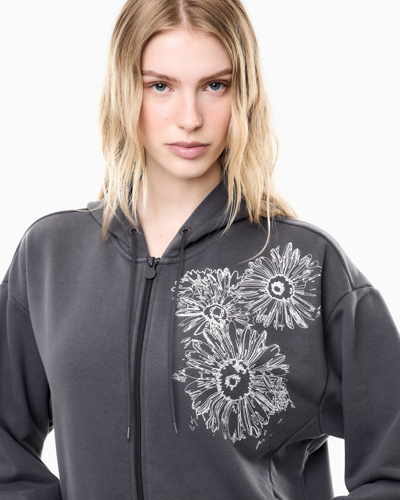 Graphic Series cotton-blend hooded sweatshirt with floral print Slide 4