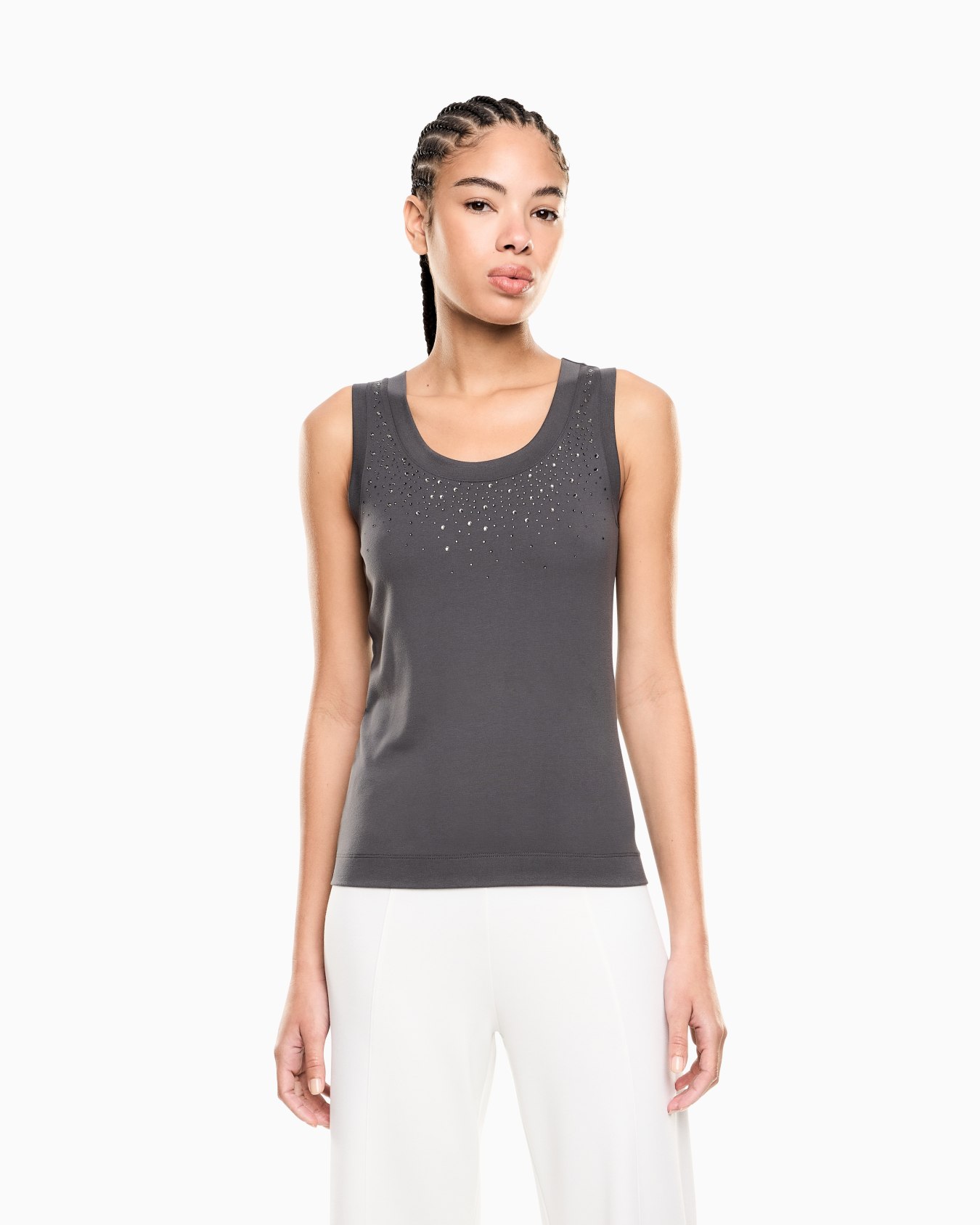 Viscose and Polyester Jersey Tank Top スライドする 3