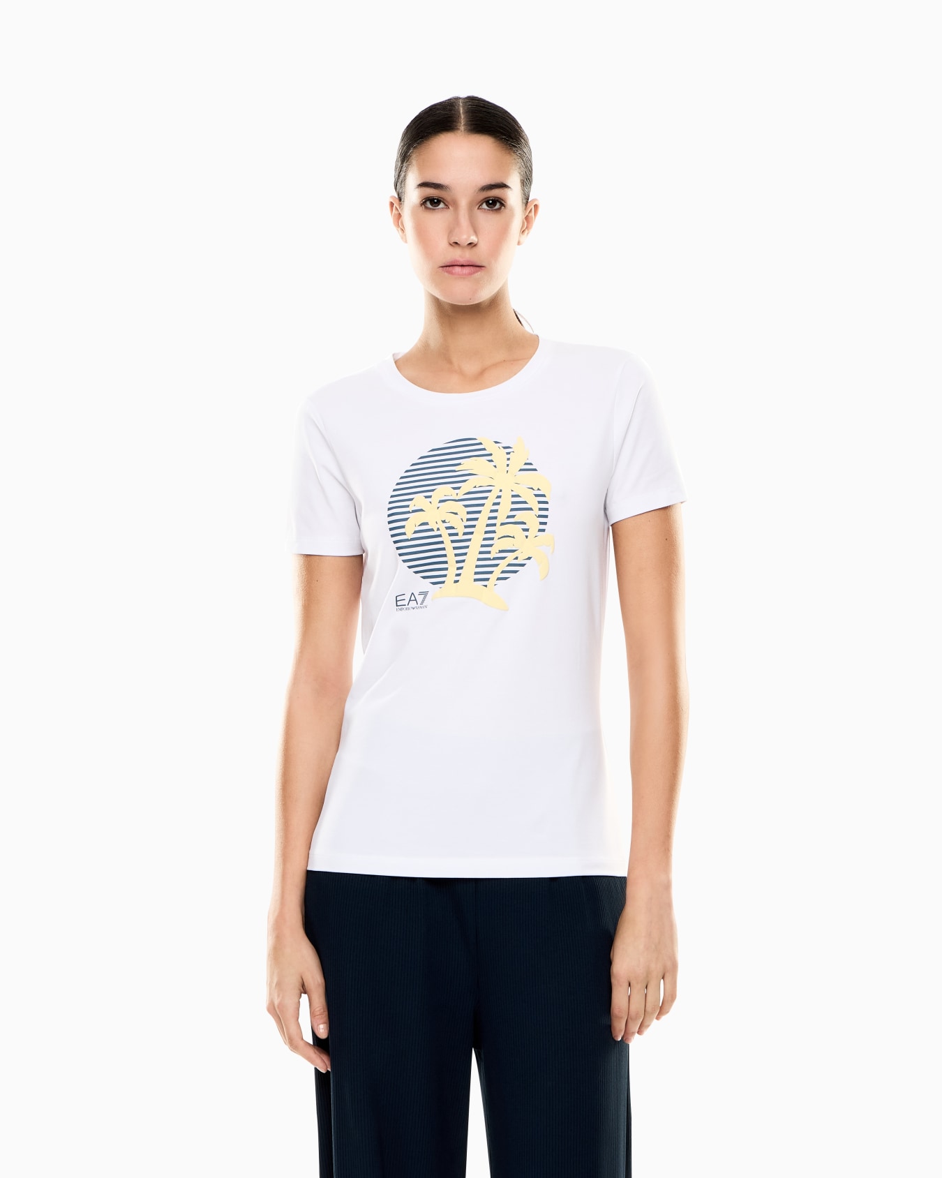 T-shirt à col ras-du-cou  en jersey stretch Diapositive 3