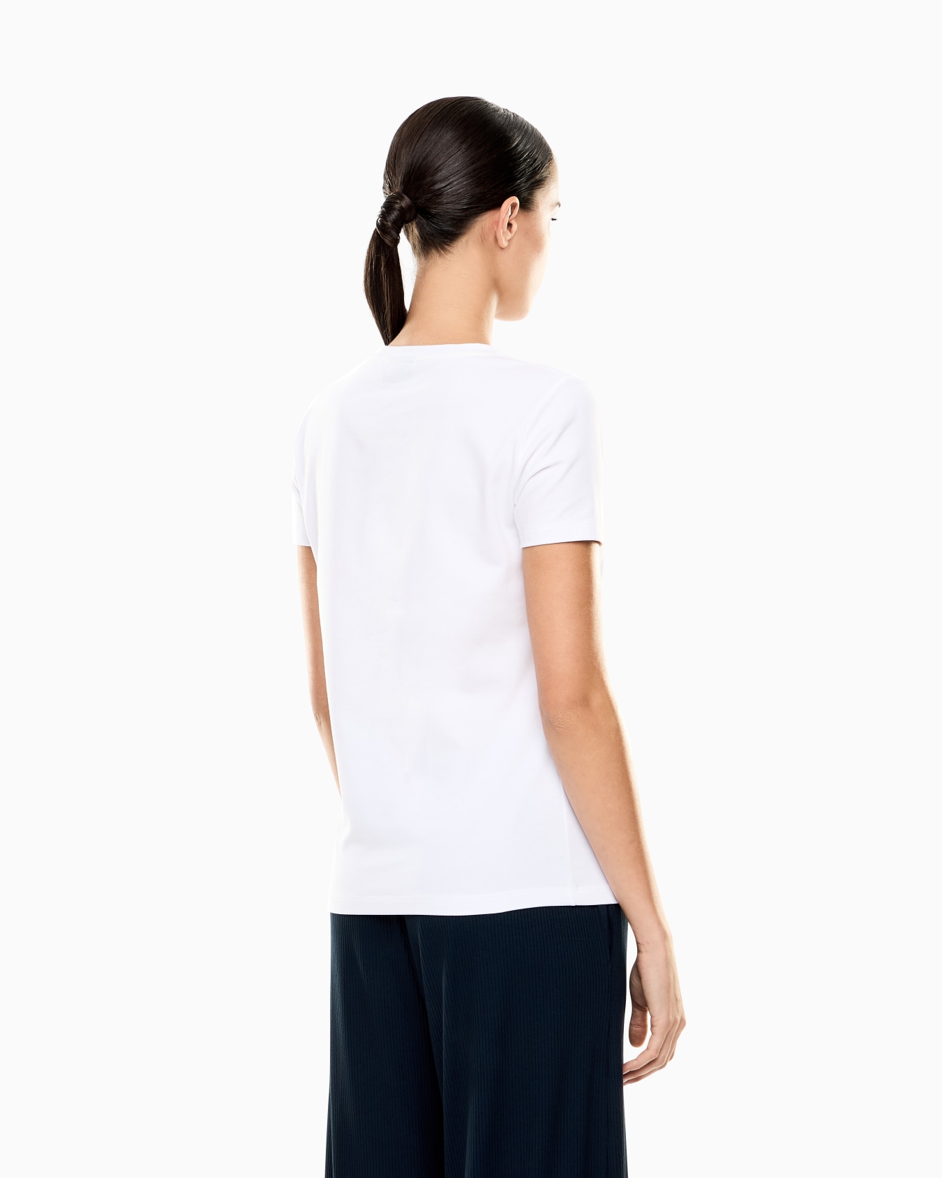 T-shirt à col ras-du-cou  en jersey stretch Diapositive 2