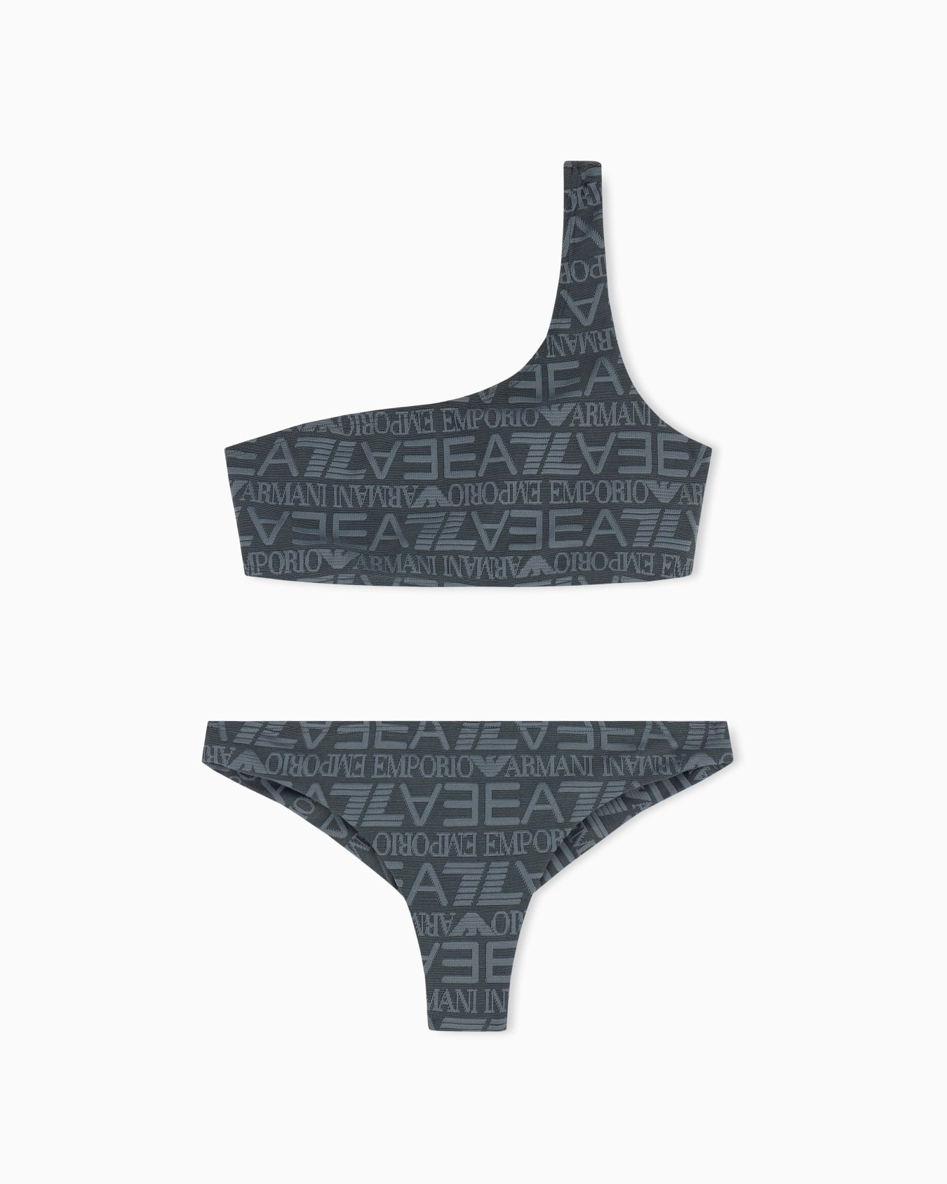 One-shoulder bikini with monogram print Slide 0