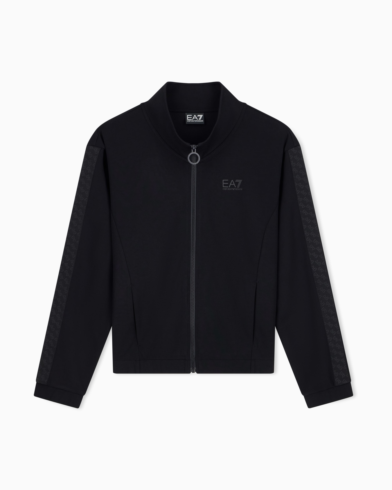 Zip sweatshirt Logo Series in cotton and modal interlock Slide 0