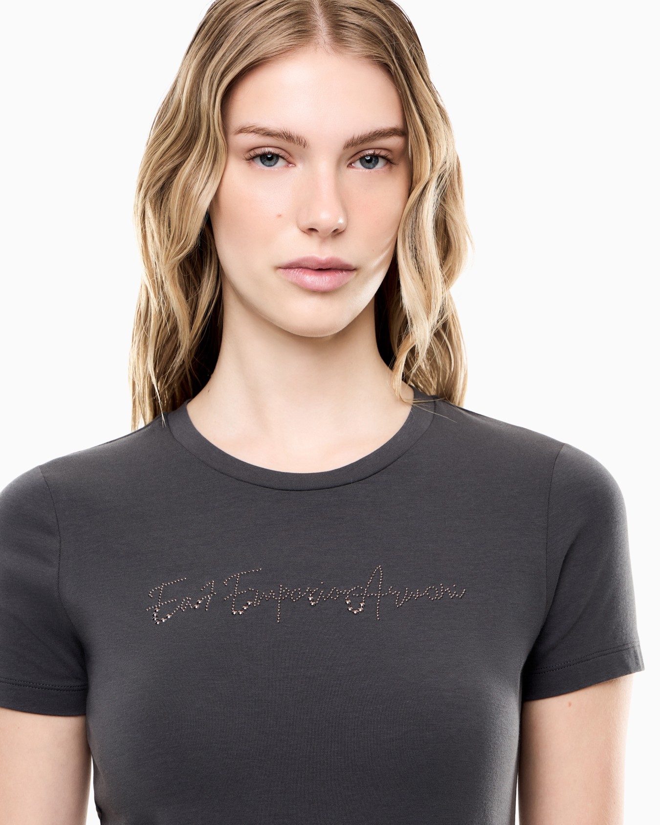 Slim-fit t-shirt Logo Series in cotton jersey with studs Slide 5