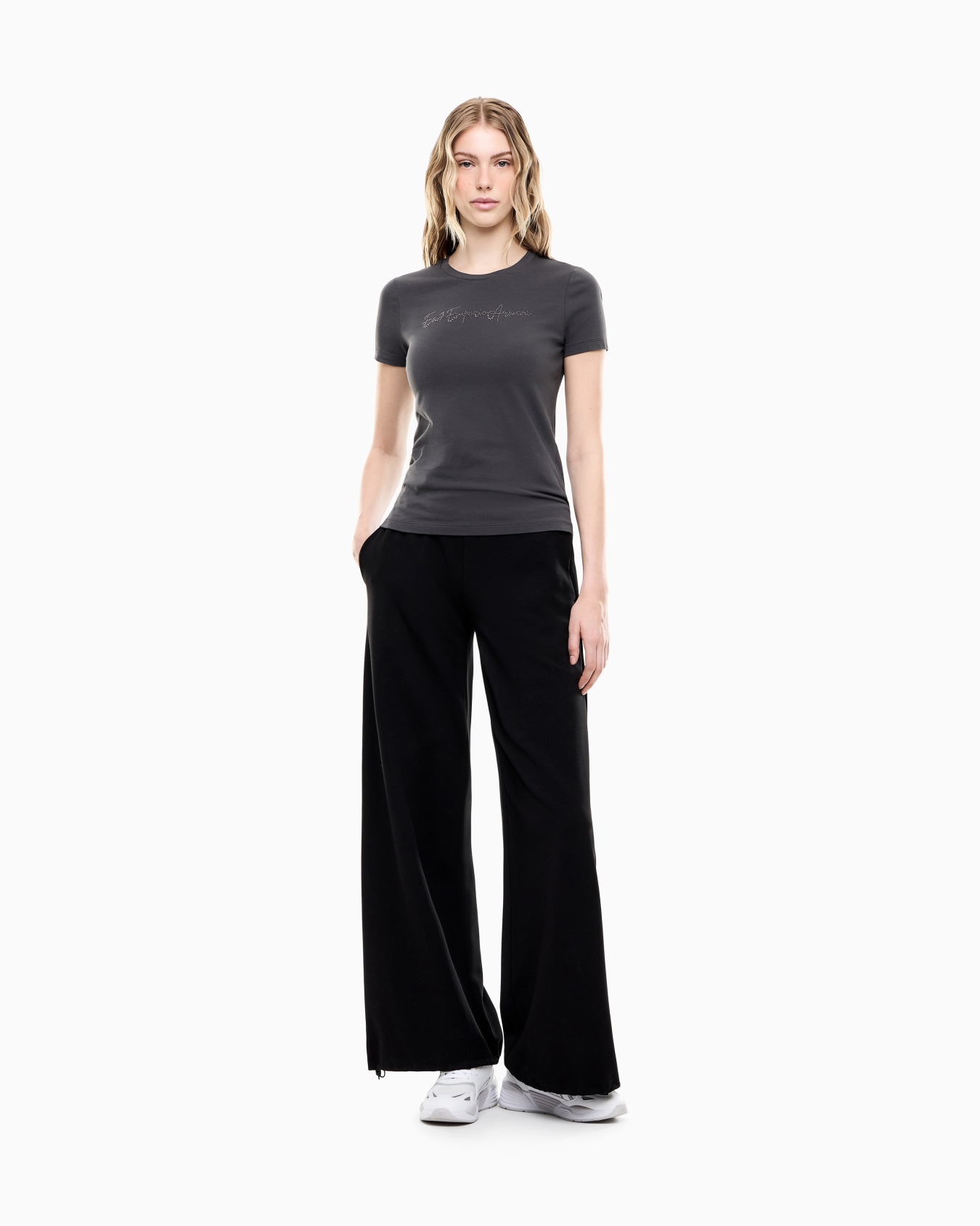 Slim-fit t-shirt Logo Series in cotton jersey with studs Slide 1
