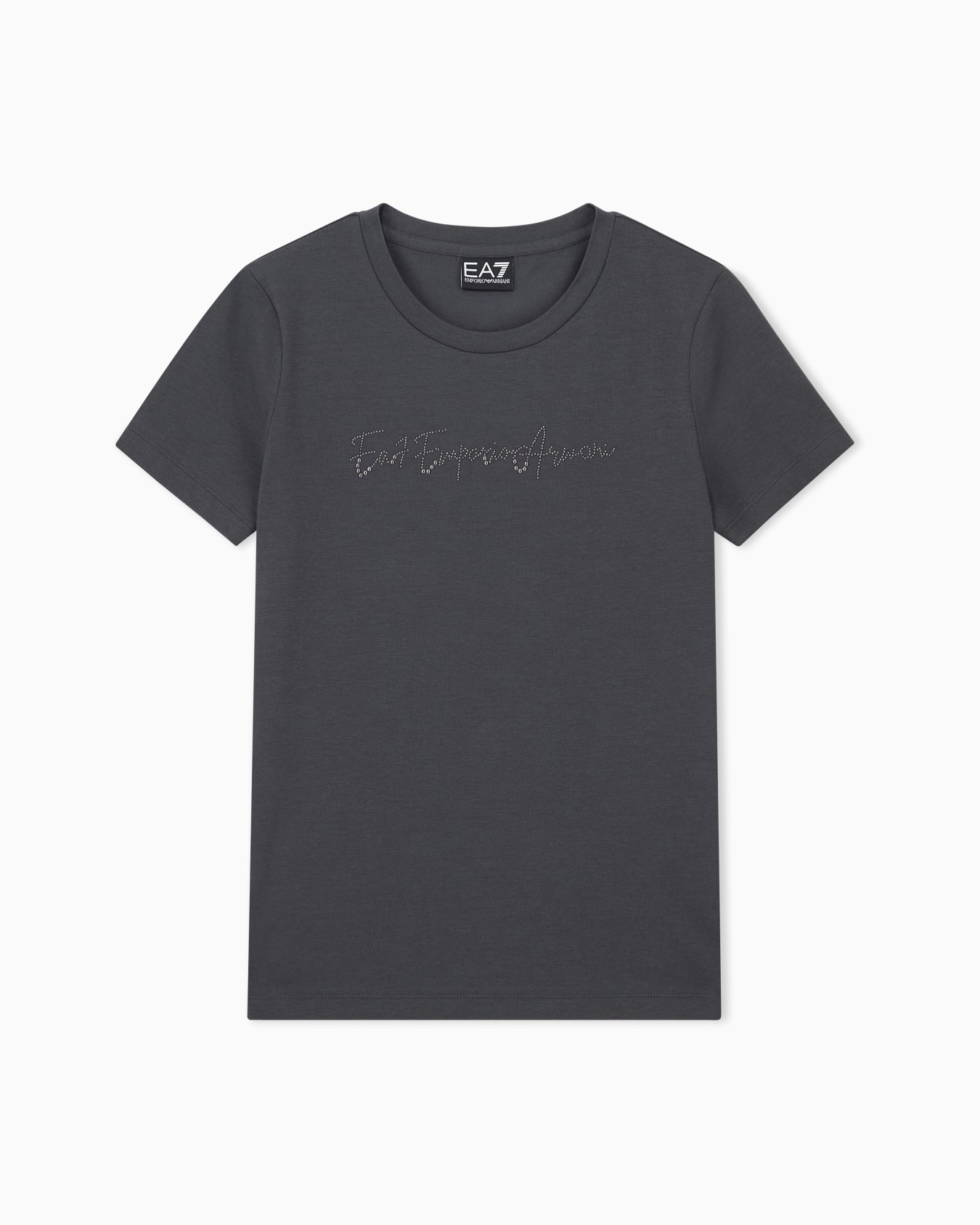 Slim-fit t-shirt Logo Series in cotton jersey with studs Slide 0