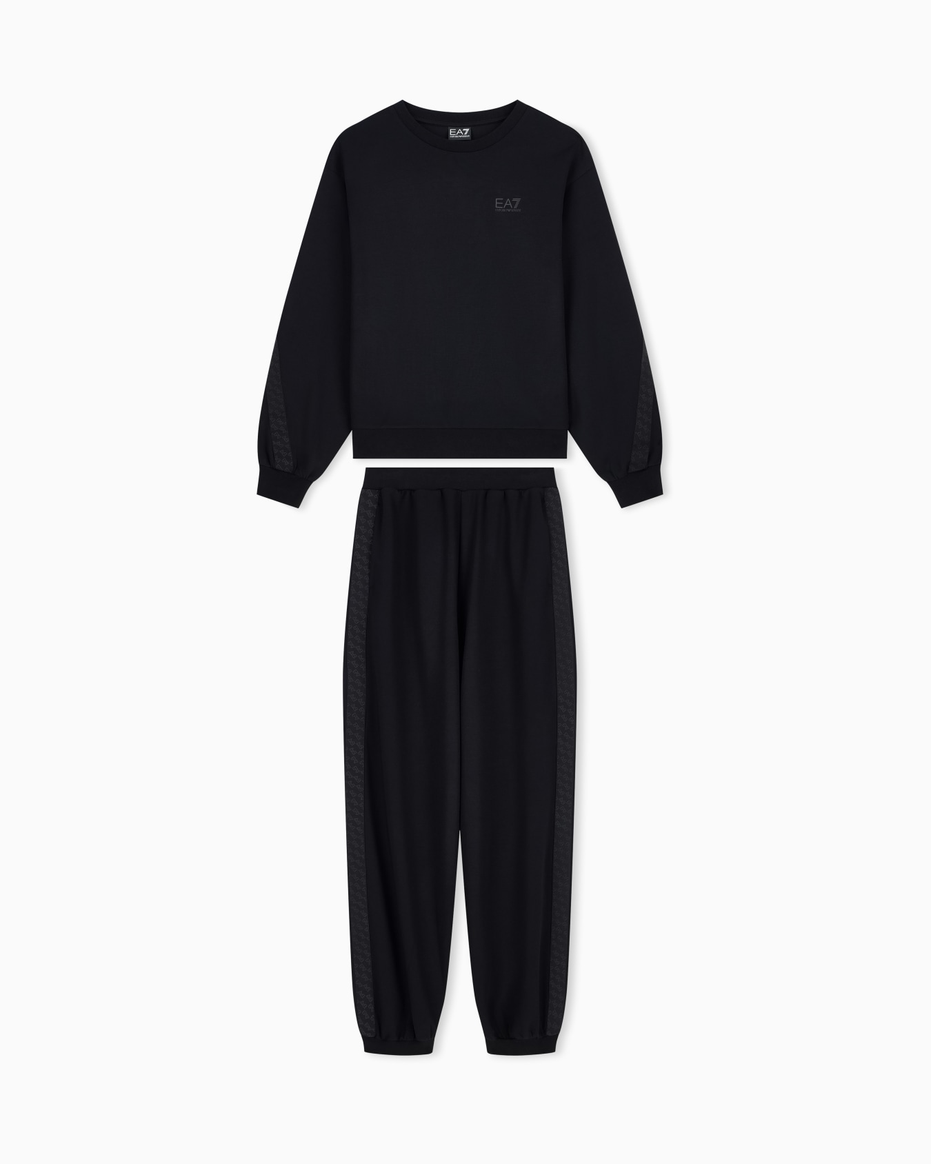 Regular fit tracksuit in stretch cotton and modal with tape 슬라이드 0