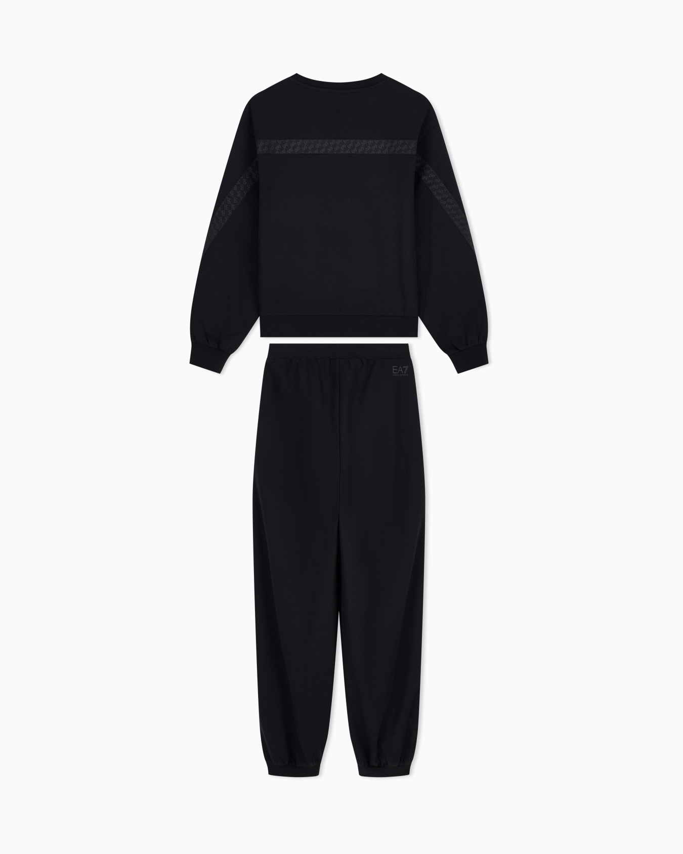 Regular fit tracksuit in stretch cotton and modal with tape 슬라이드 1