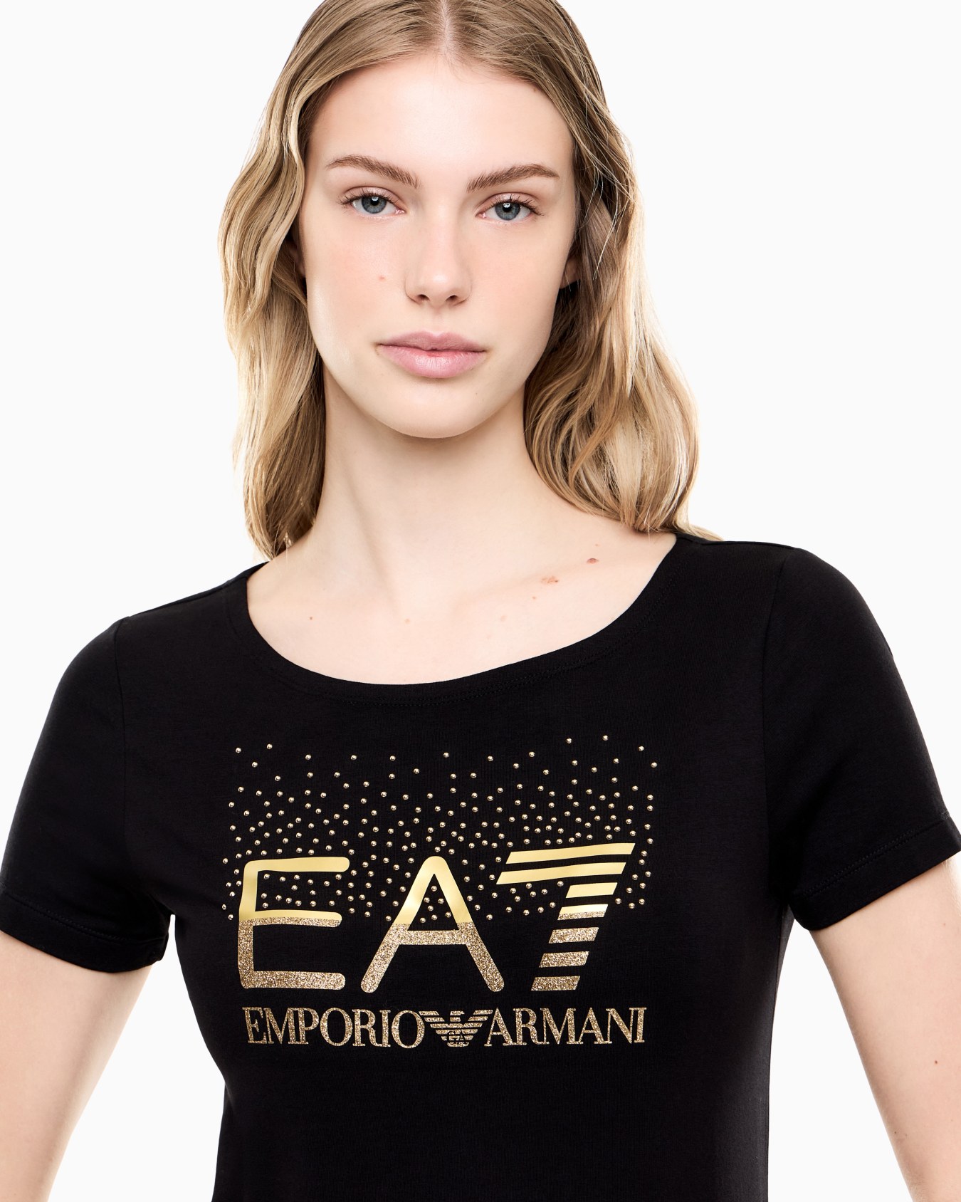 Slim Fit T-Shirt Logo Series aus Baumwolljersey mit Nieten Folie 5