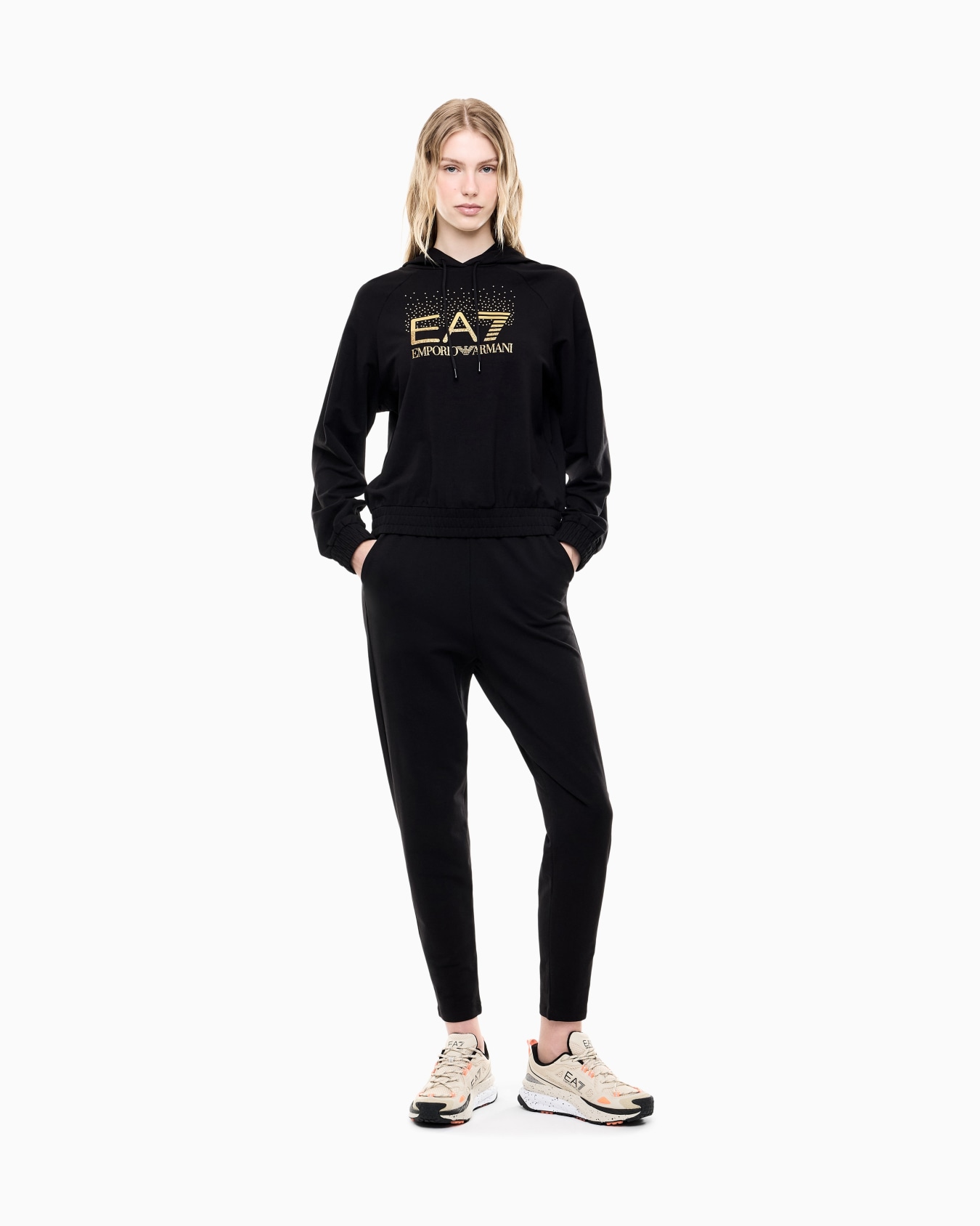 Tracksuit regular fit hooded in cotton with shiny studs Slide 1
