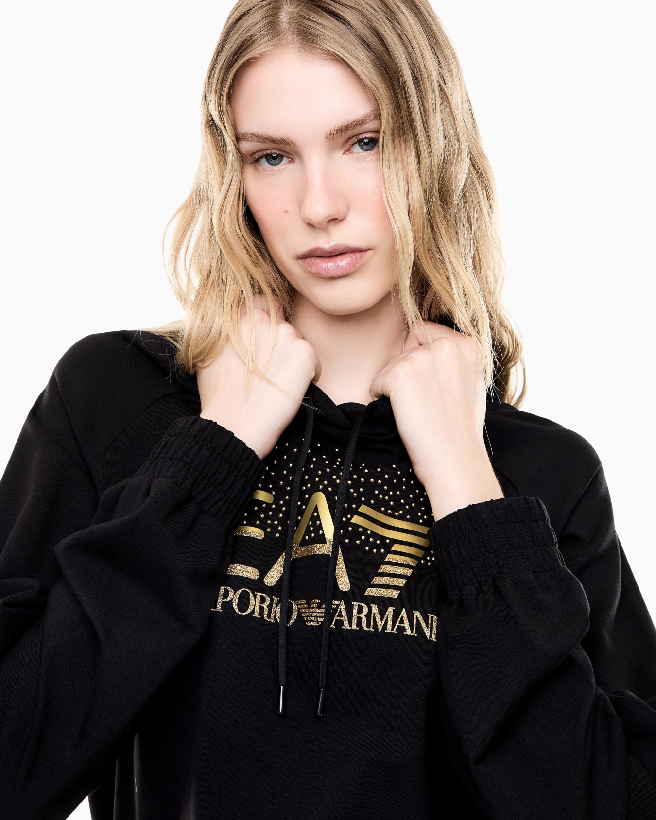 Tracksuit regular fit hooded in cotton with shiny studs Slide 3