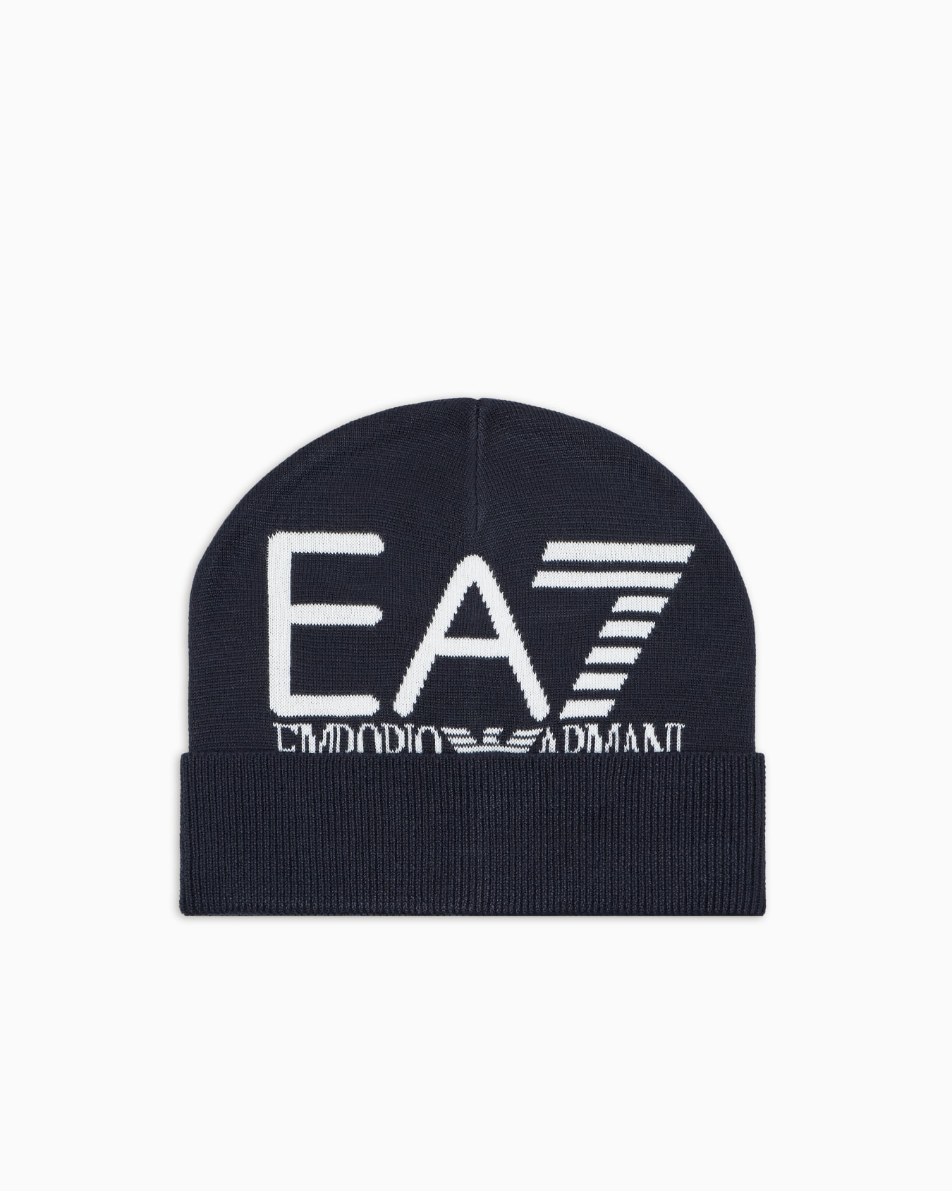 Visibility beanie with EA7 oversized logo Slide 0