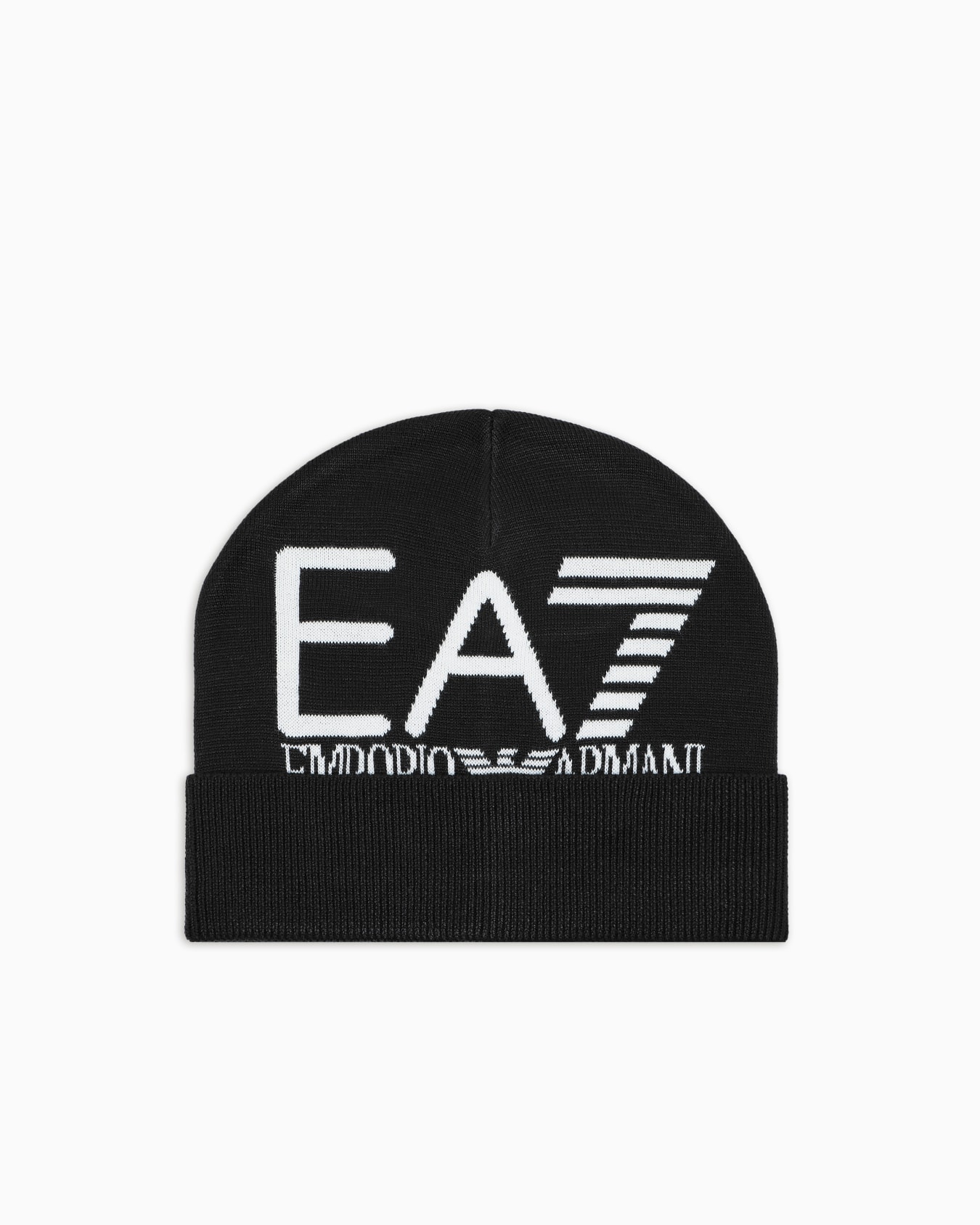 Visibility beanie with EA7 oversized logo Slide 0