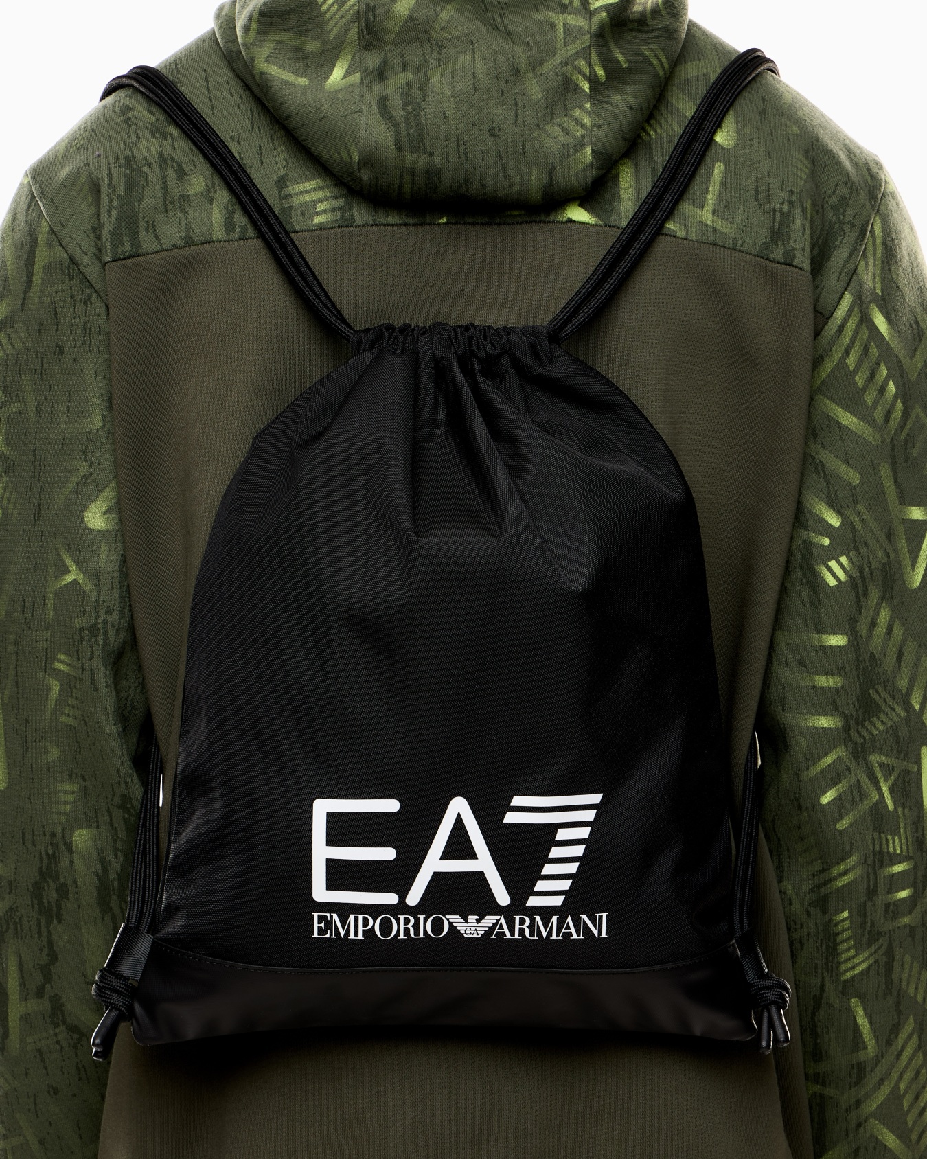 Sac Train Core à cordon de serrage en tissu recyclé avec grand logo EA7 Diapositive 3