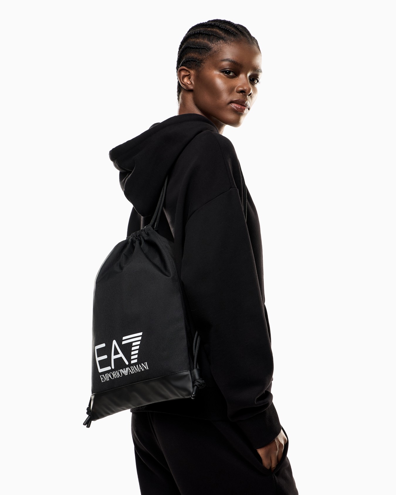 Sac Train Core à cordon de serrage en tissu recyclé avec grand logo EA7 Diapositive 4