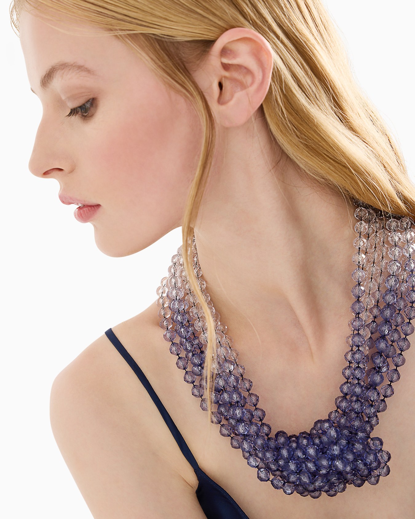 Gradient multistrand necklace with knot Slide 2