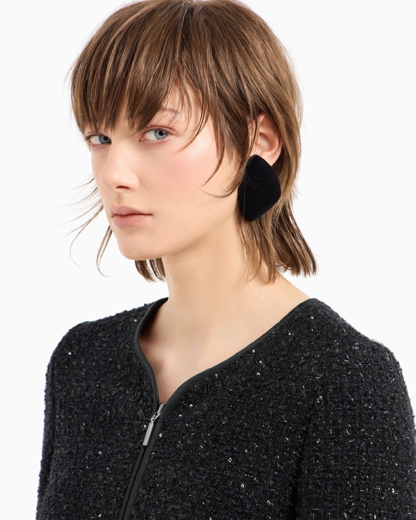 Oversized geometric-shaped flocked earrings Slide 2