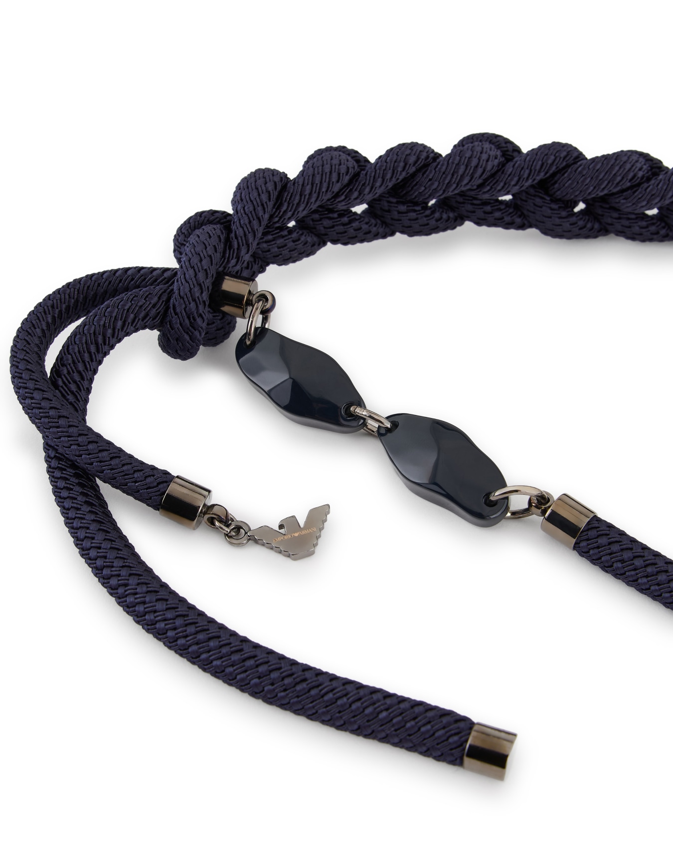 Braided cord necklace with gemstones Slide 1