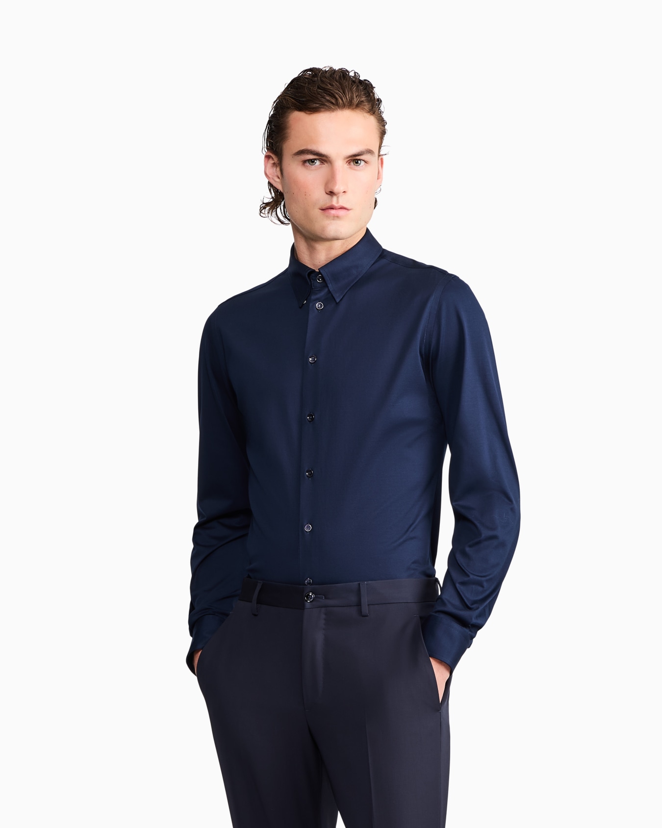 Camisa de algodón icon de punto con cuello clásico Icon Diapositiva 3