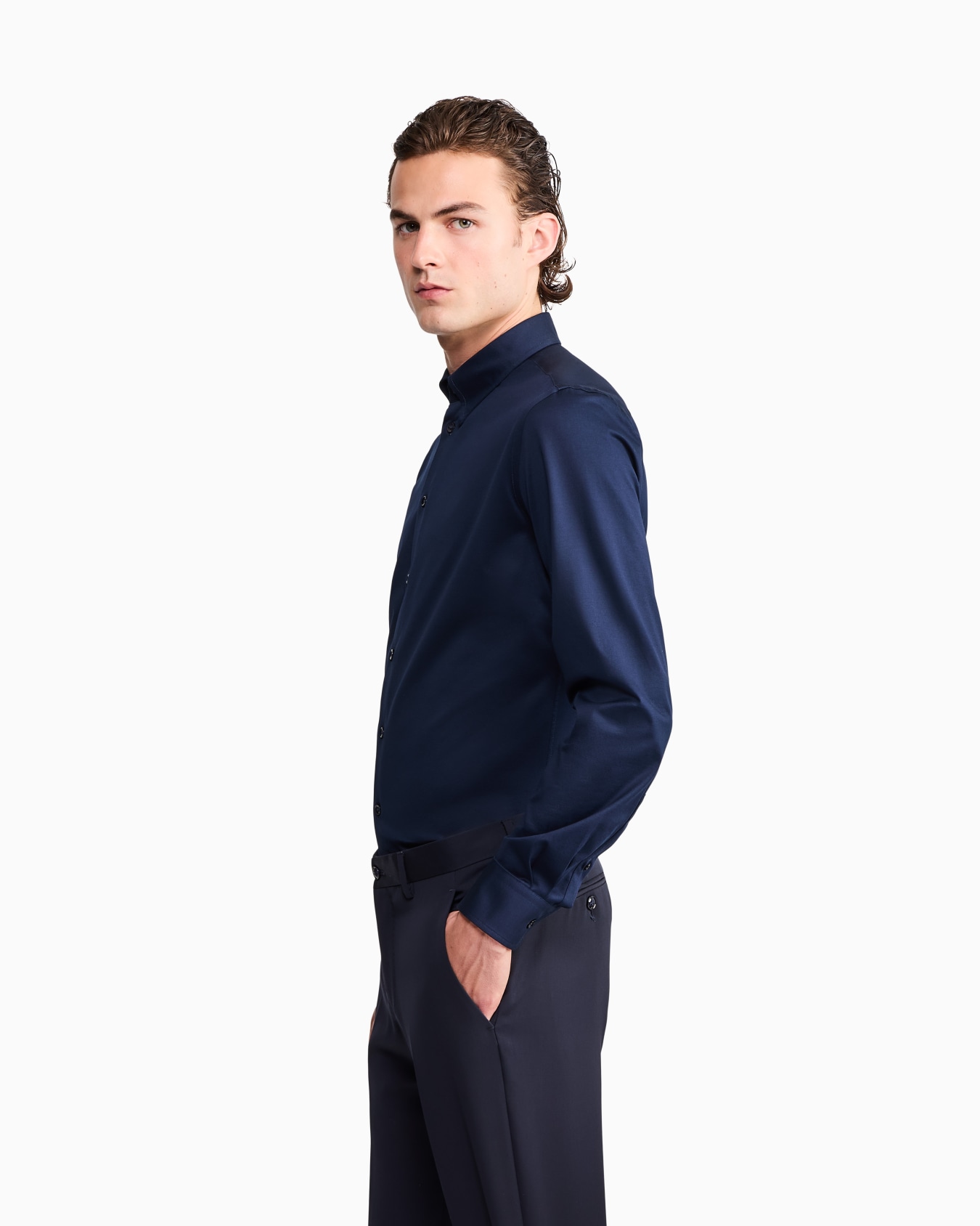 Camisa de algodón icon de punto con cuello clásico Icon Diapositiva 7