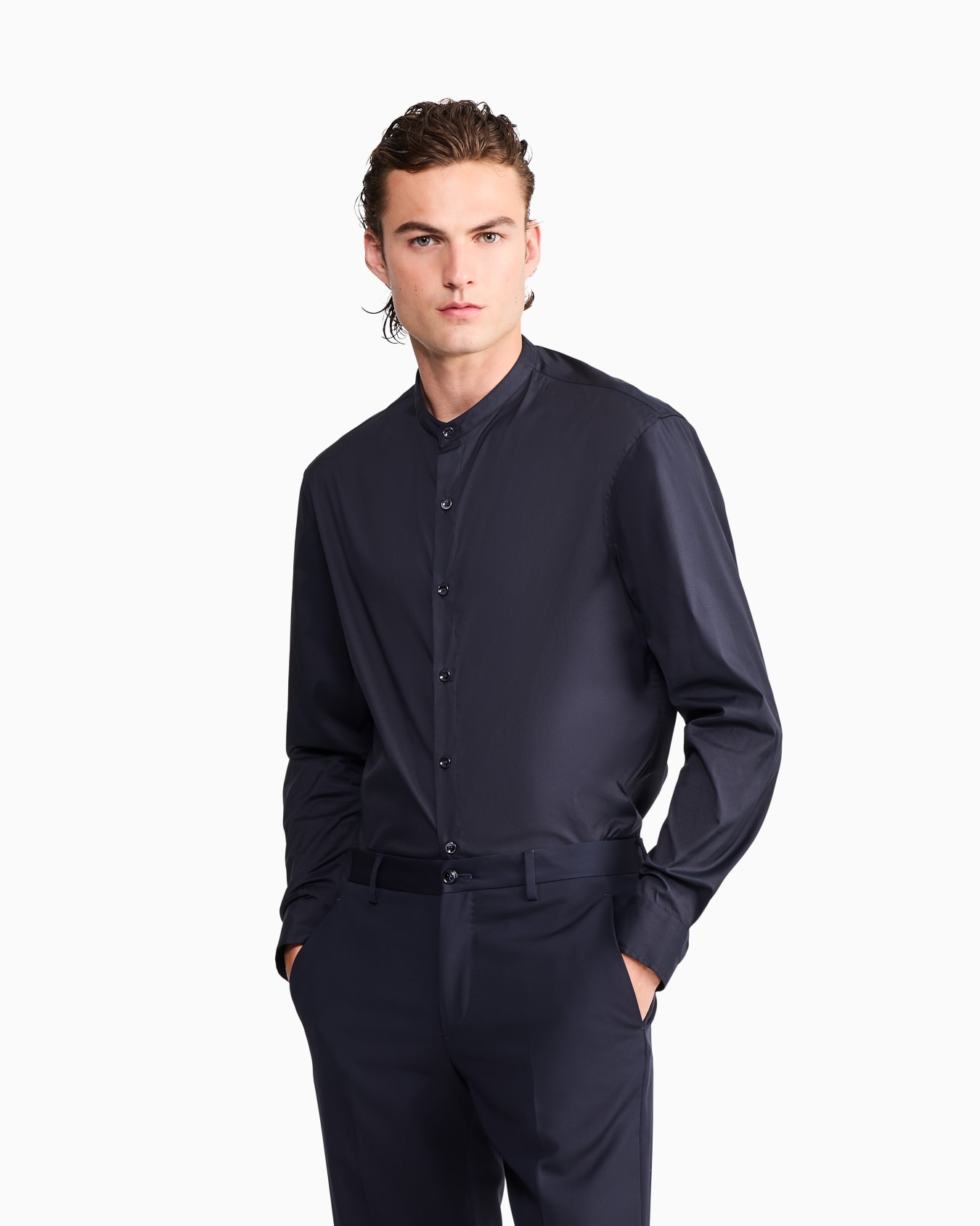 Camisa de algodón icon con cuello mao Icon Diapositiva 3