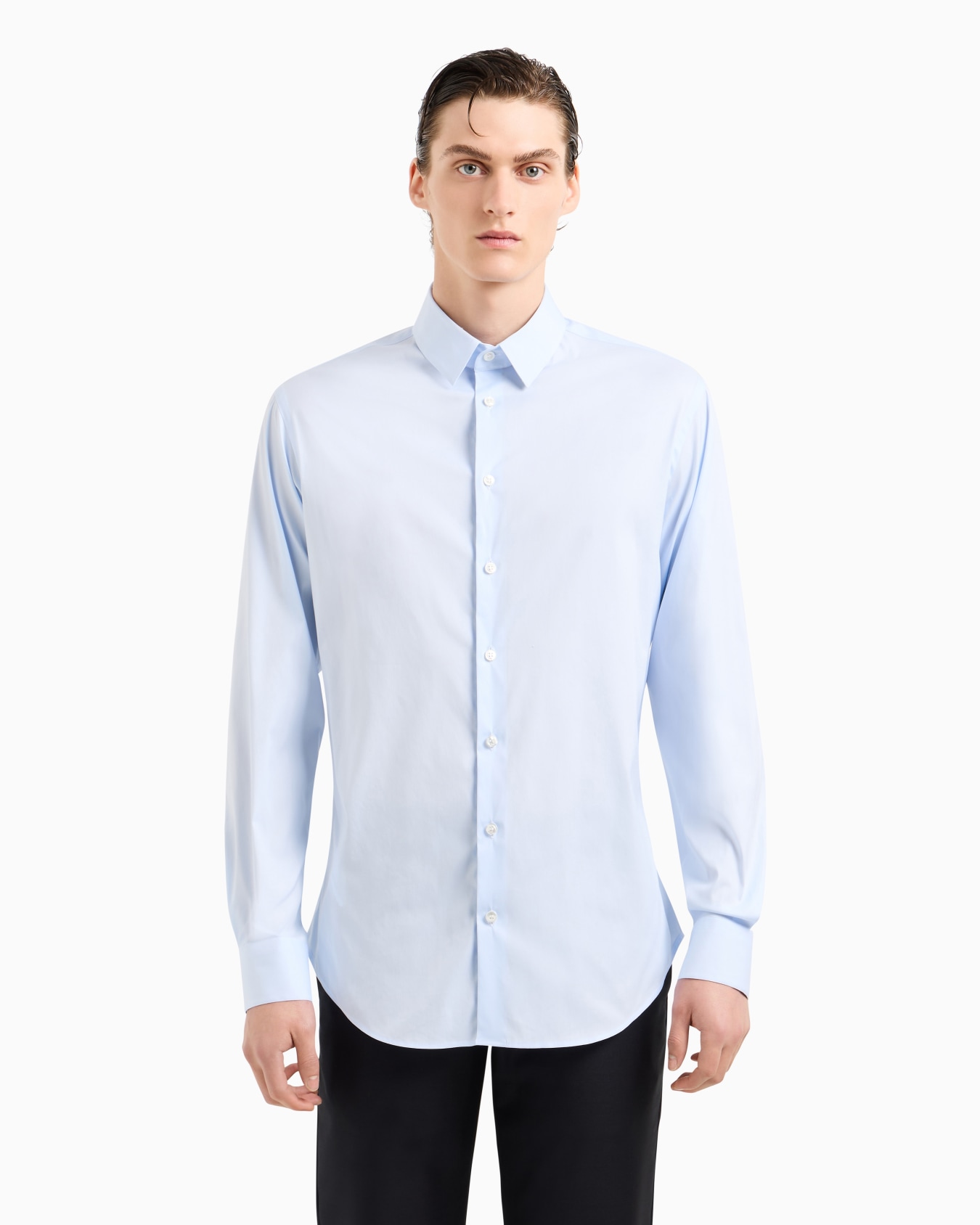 Stretch fabric shirt with collar stays Slide 3
