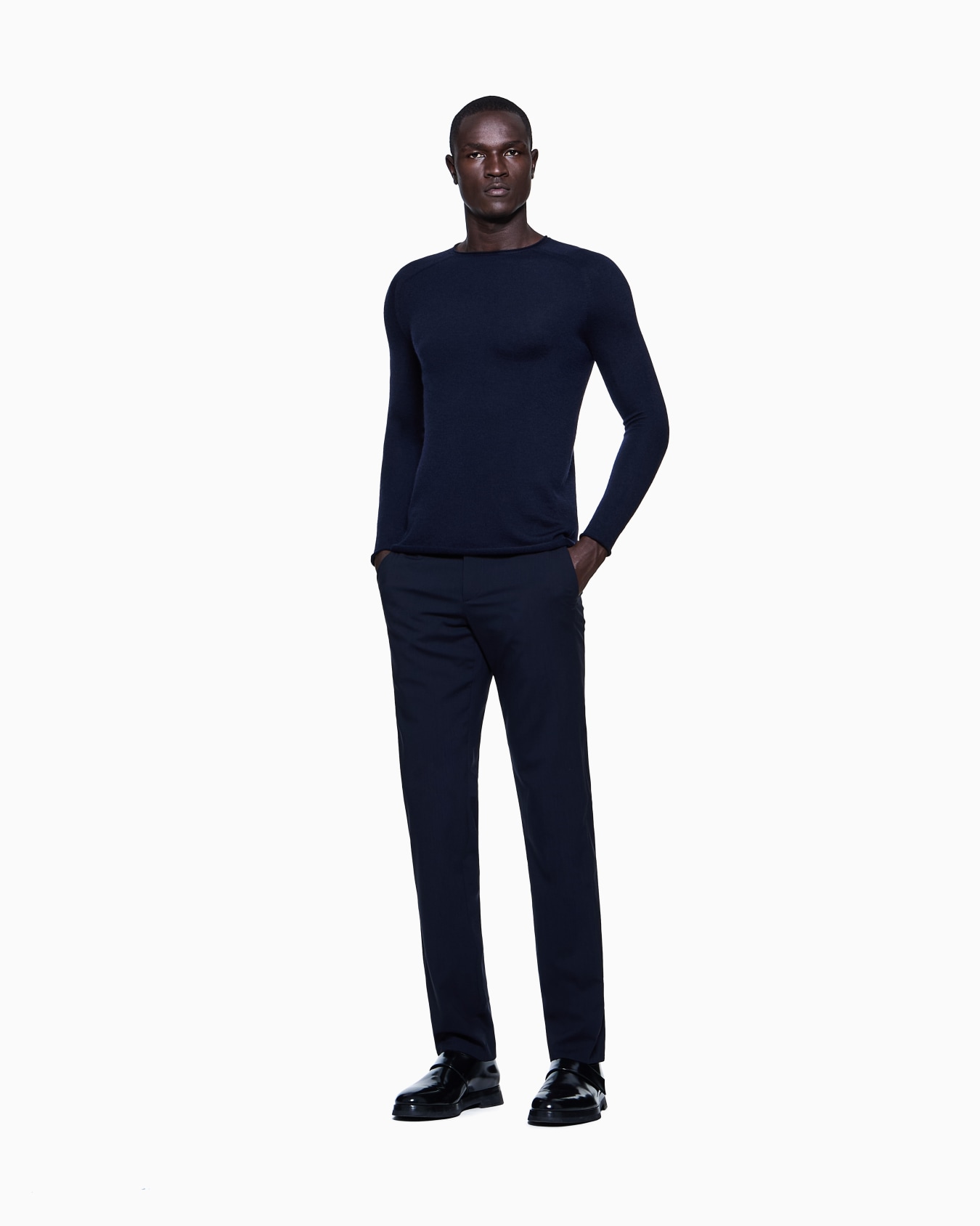 Virgin wool flat-front trousers Slide 1