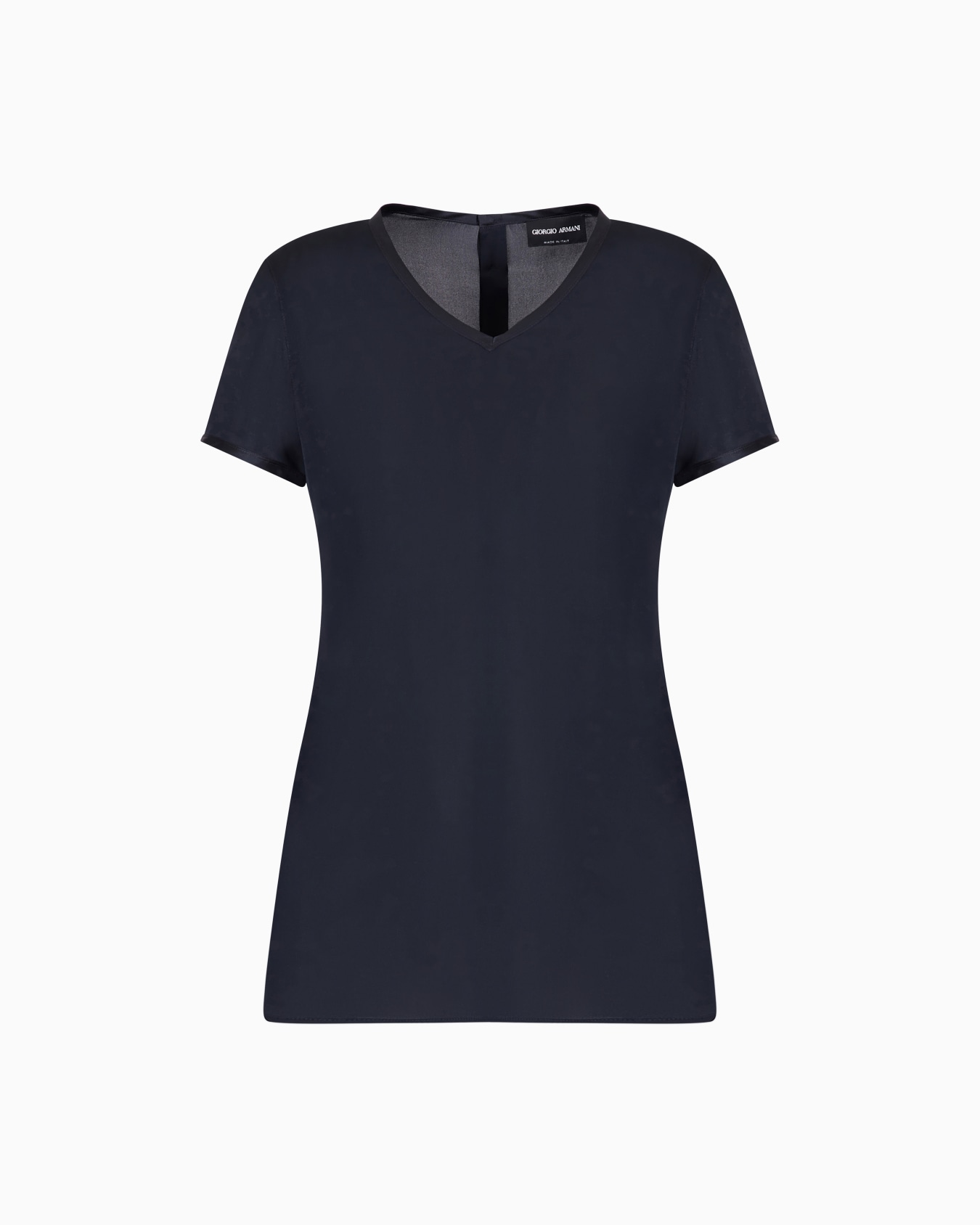 Silk charmeuse blouse with V neckline Slide 0