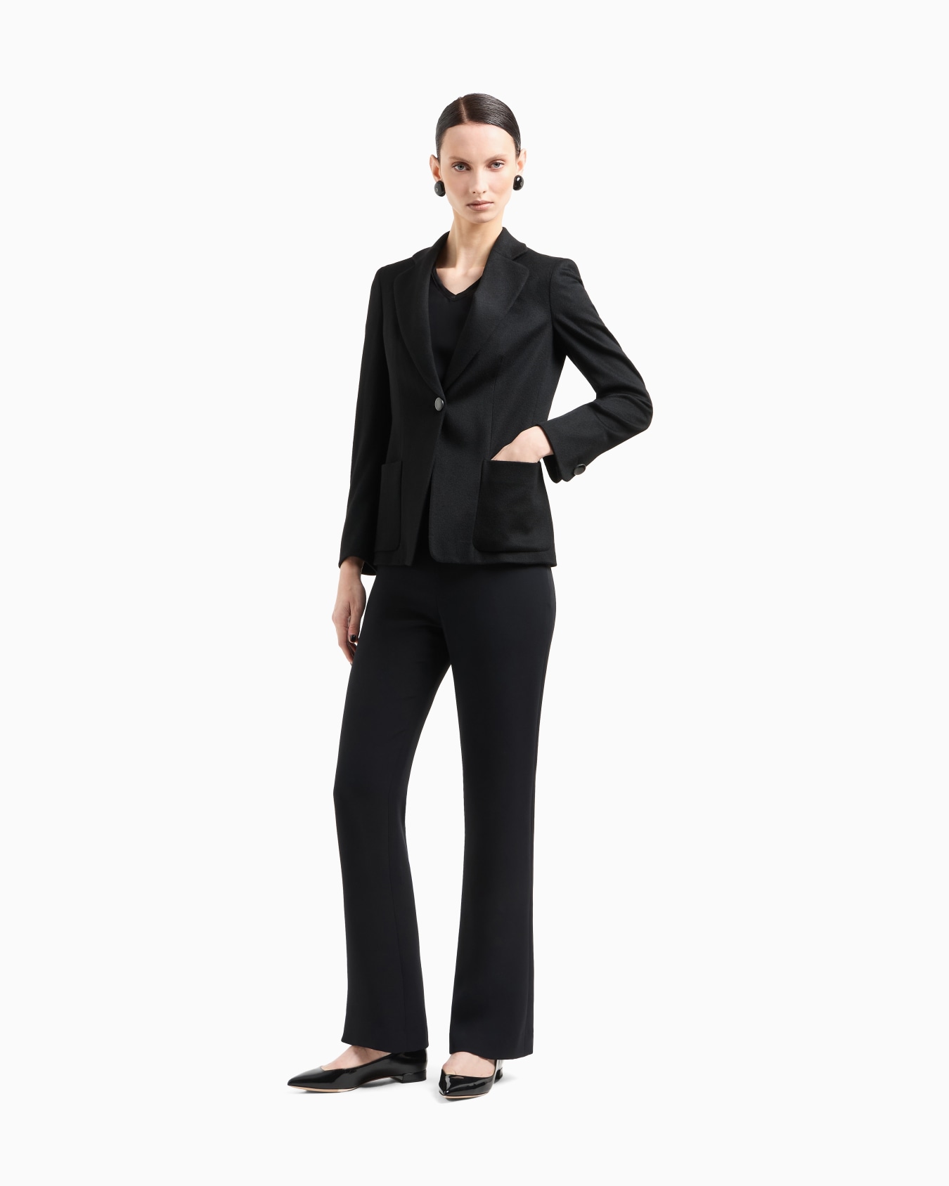 Silk charmeuse blouse with V neckline Slide 1
